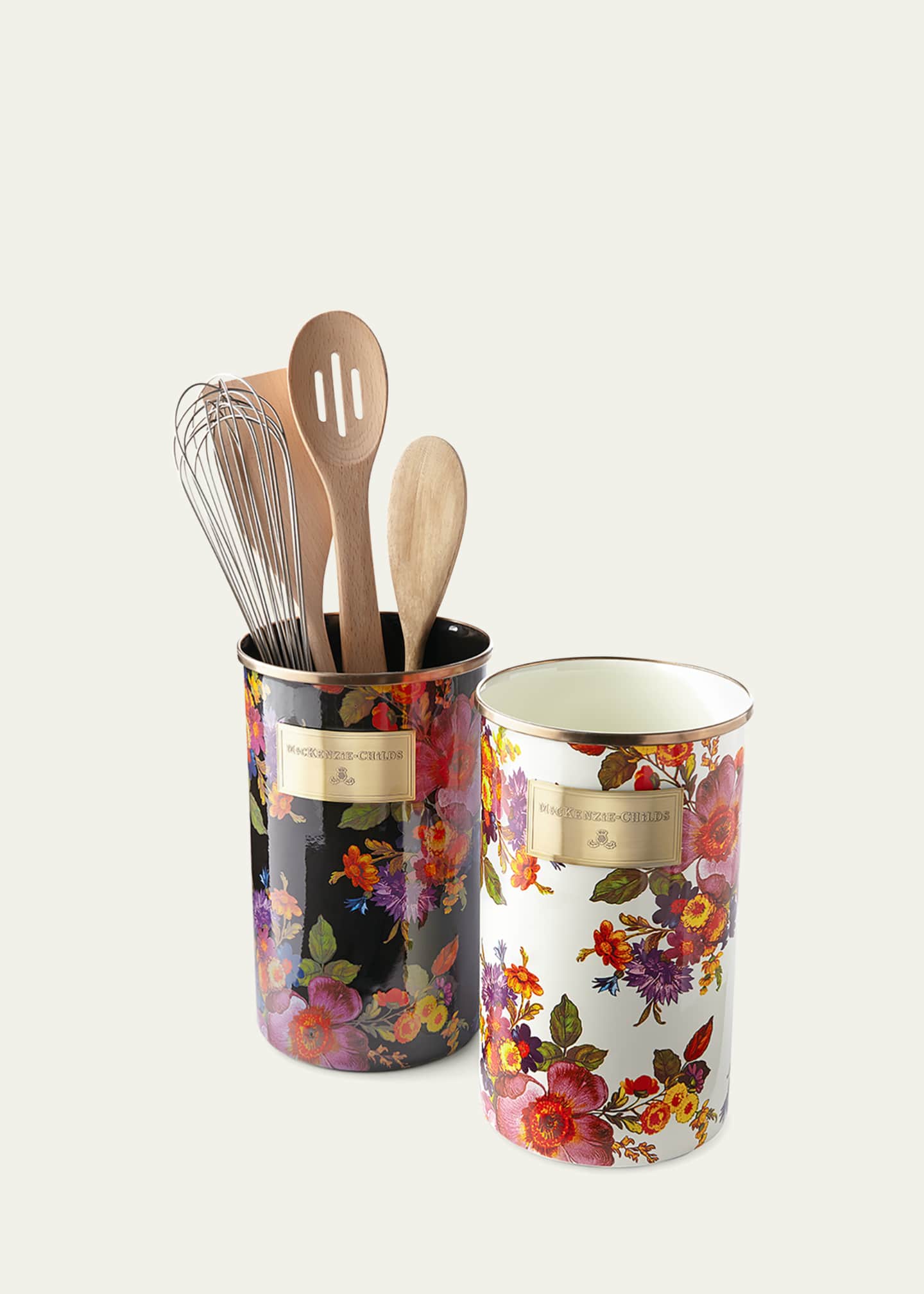 MacKenzieChilds Flower Market Black Utensil Holder Bergdorf Goodman