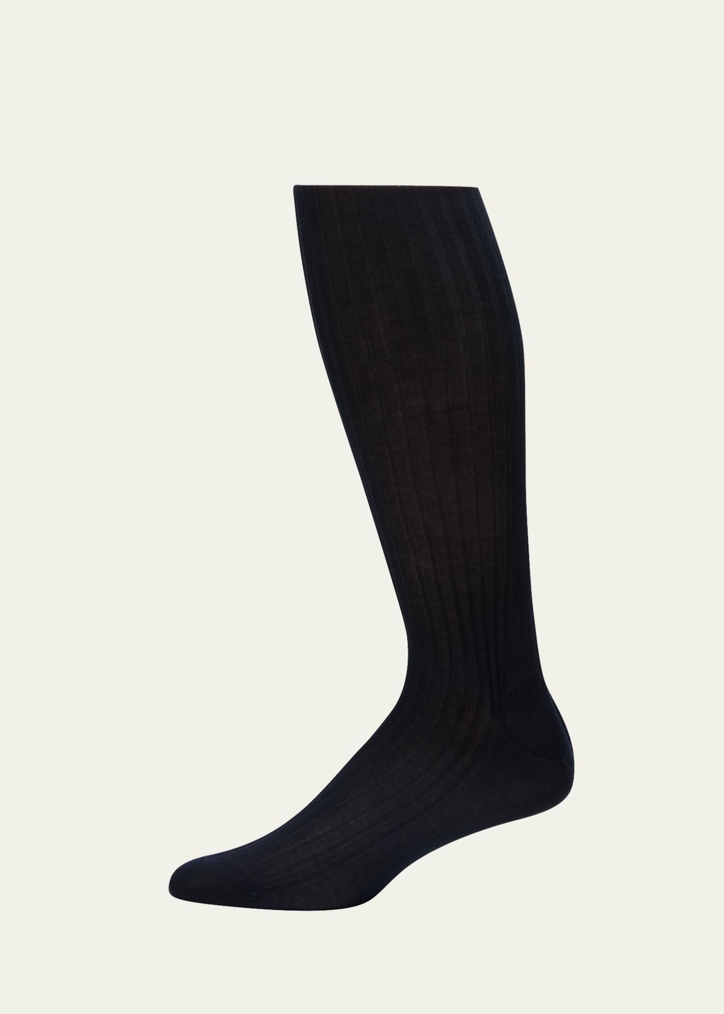 Pantherella Men's Over-the-Calf Ribbed Lisle Socks
