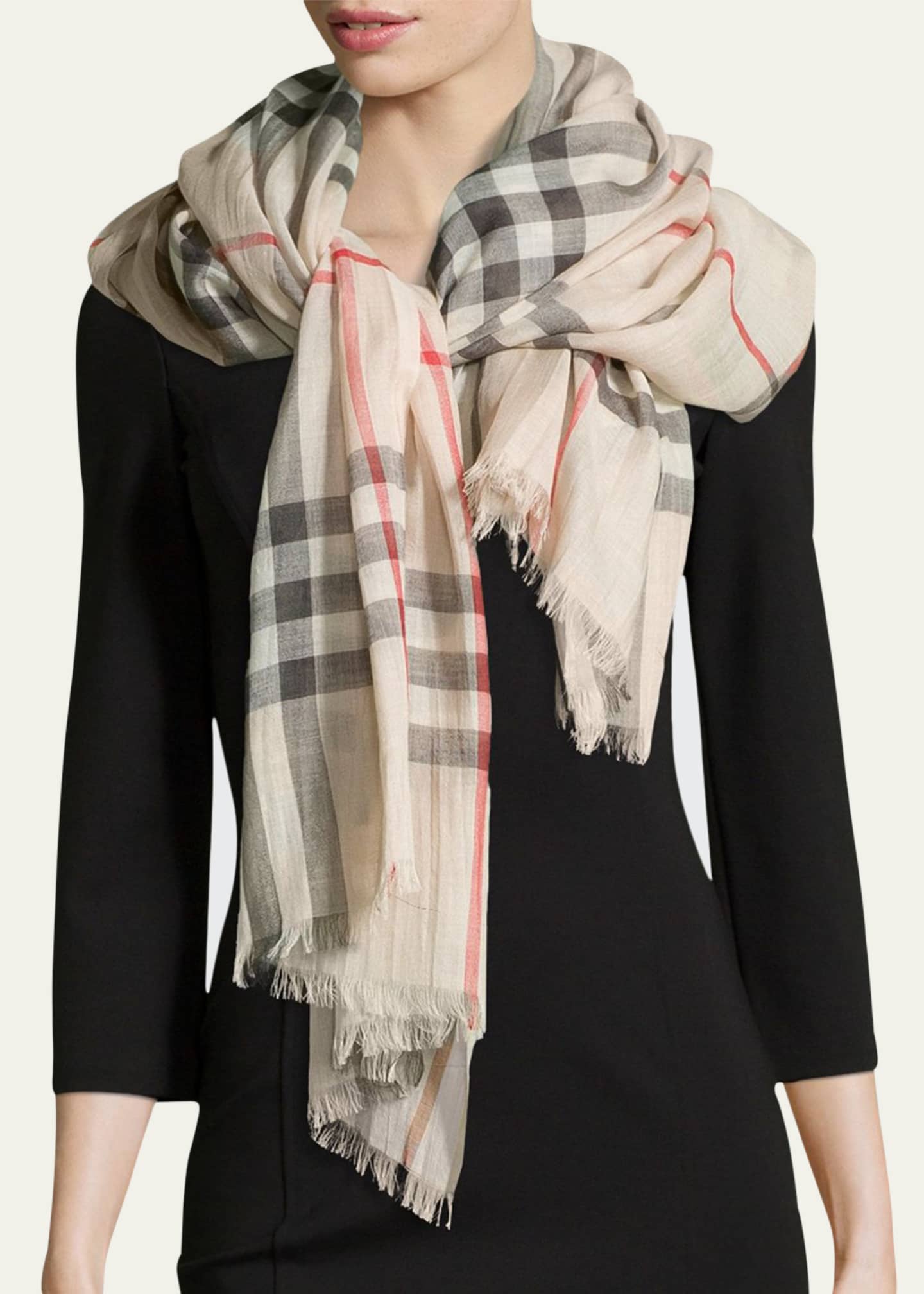 Burberry gauze hot sale check scarf camel