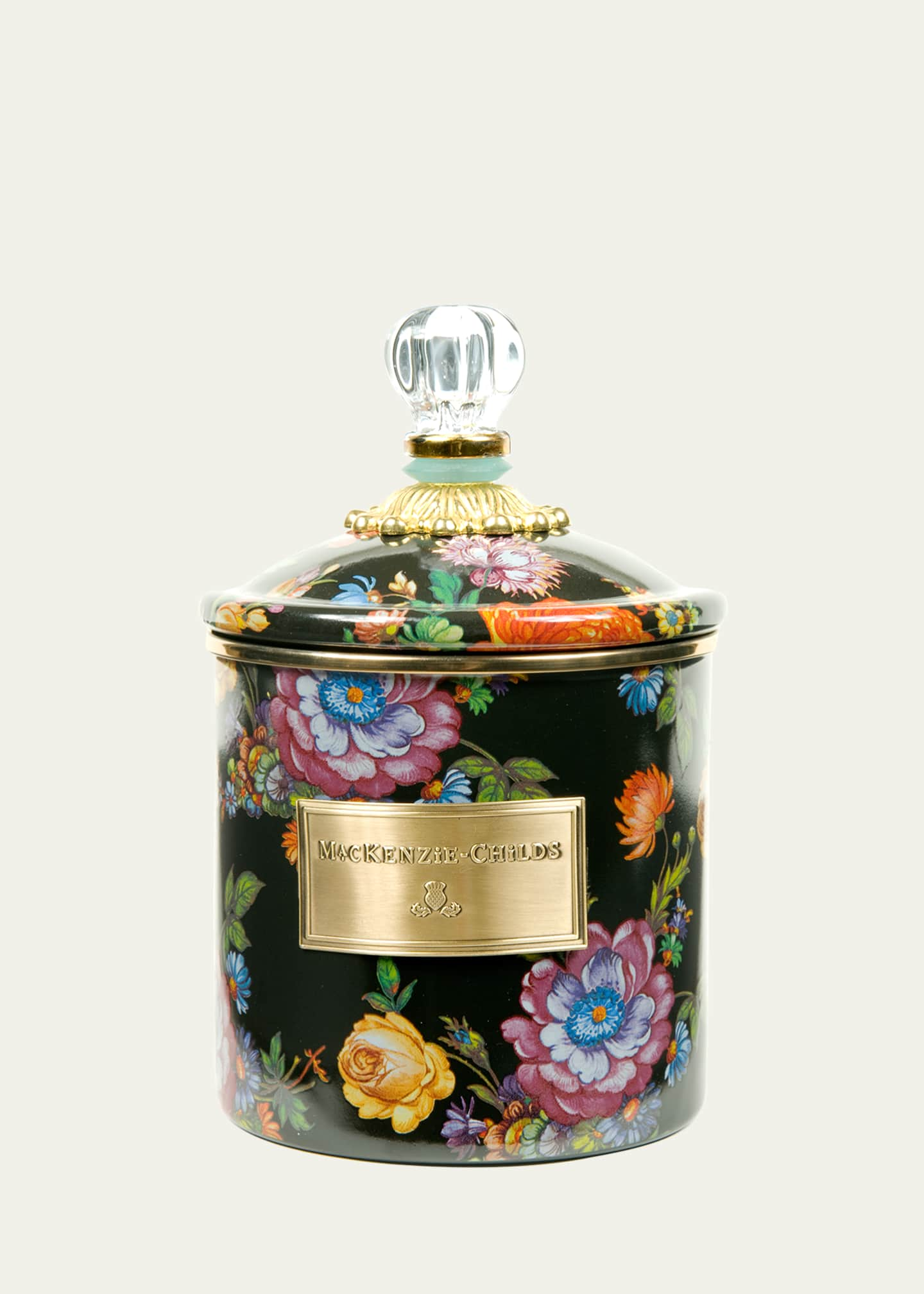 MacKenzie-Childs  Black Flower Market Large Canister