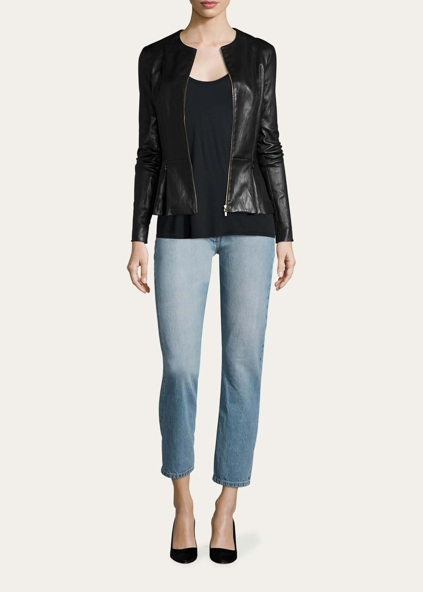 THE ROW Anasta Zip-Front Leather Jacket, Black - Bergdorf Goodman