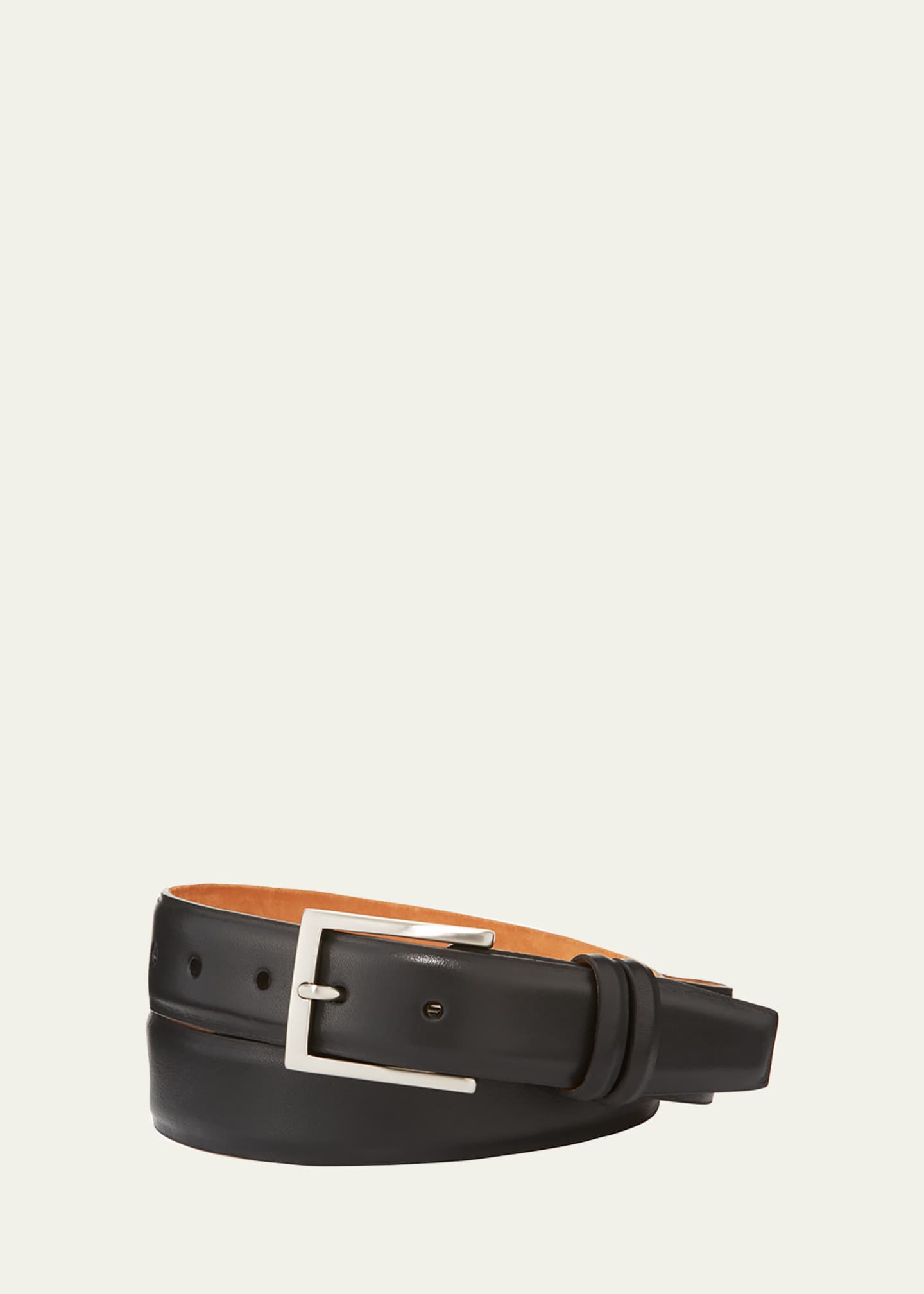 W. Kleinberg Basic Leather Belt with Interchangeable Buckles Black