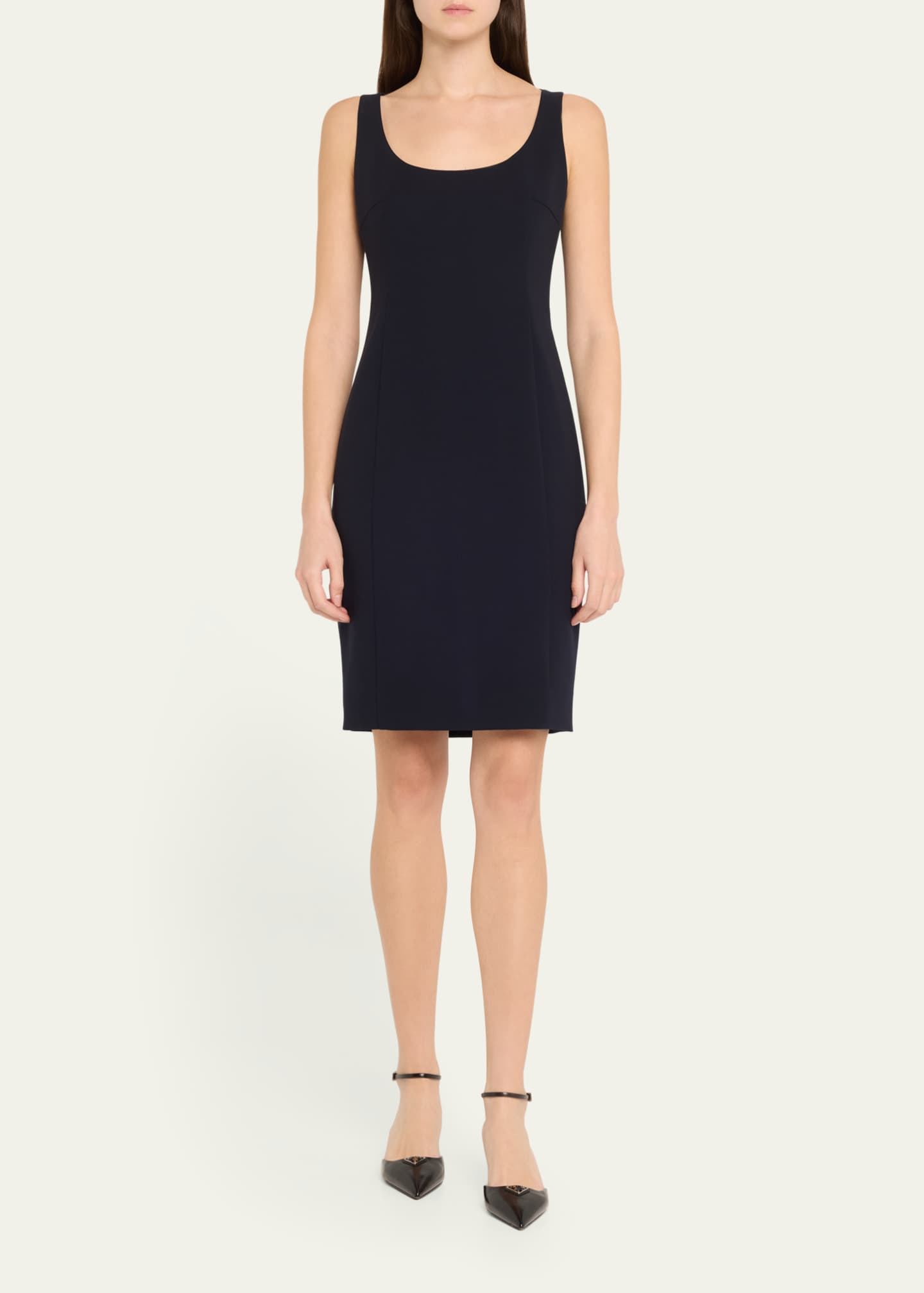 Akris Scoop Neck Wool Crepe Sheath Dress Image 2 of 5