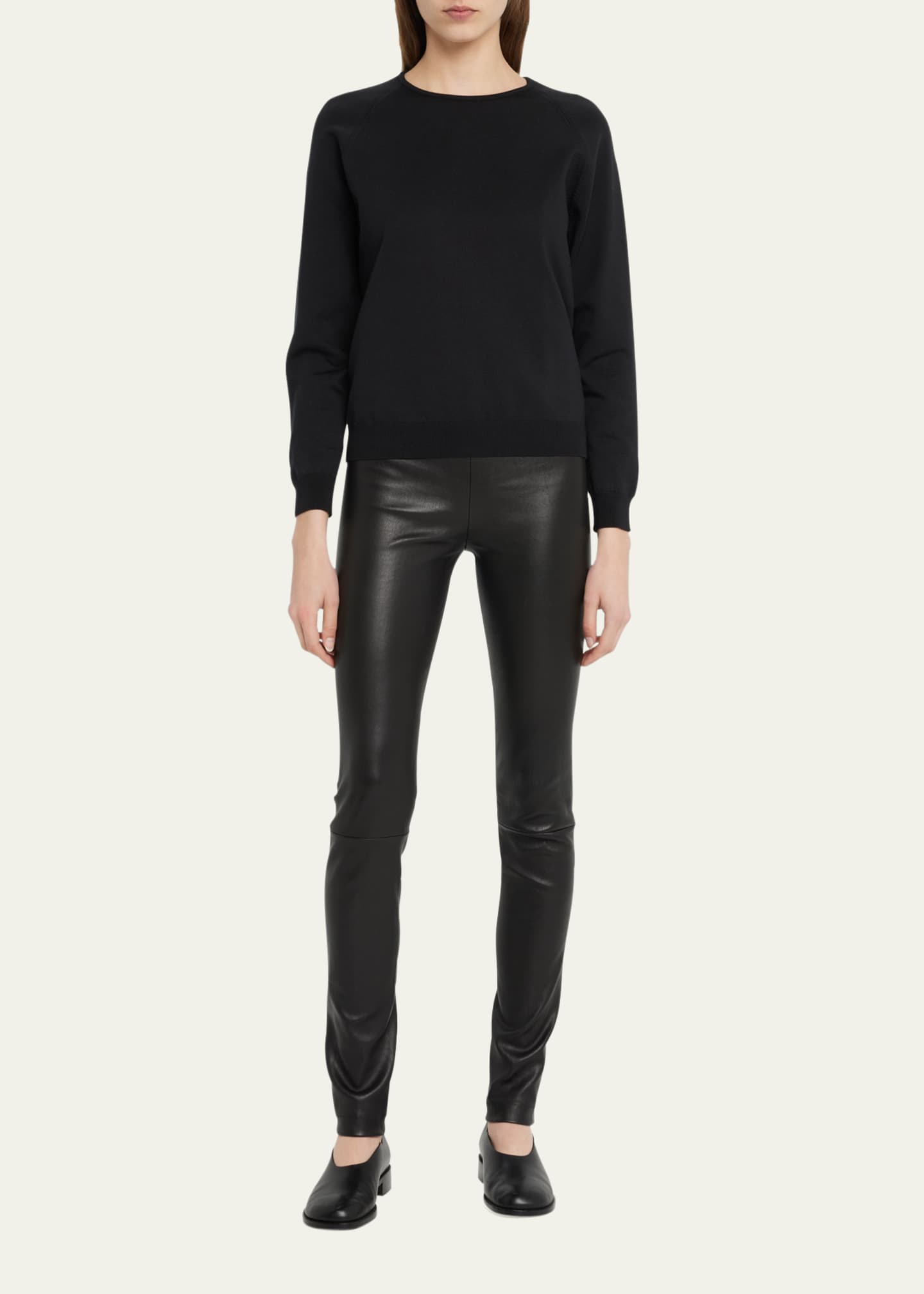 The Row Leather Moto Leggings