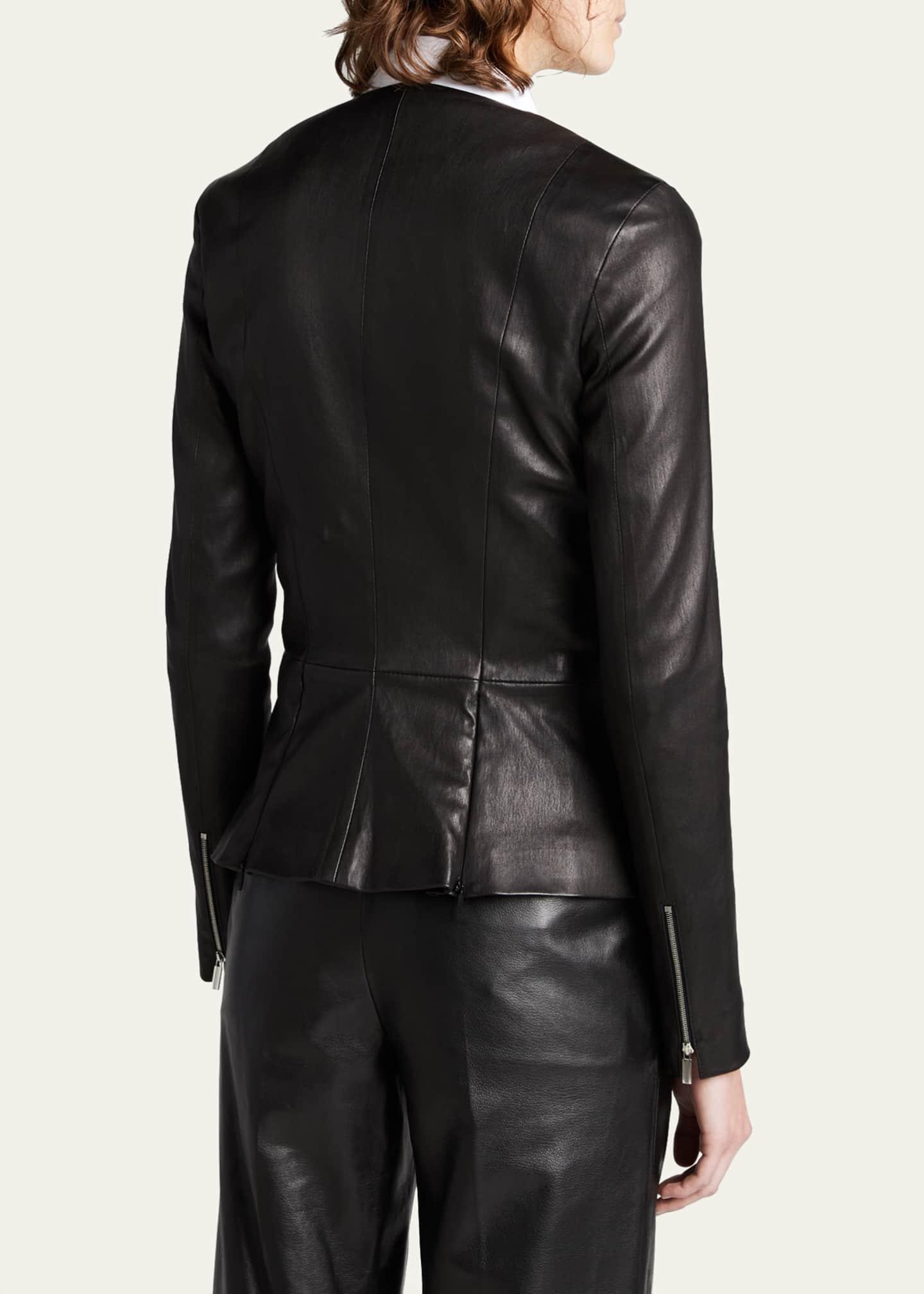 Theory bristol peplum leather jacket store