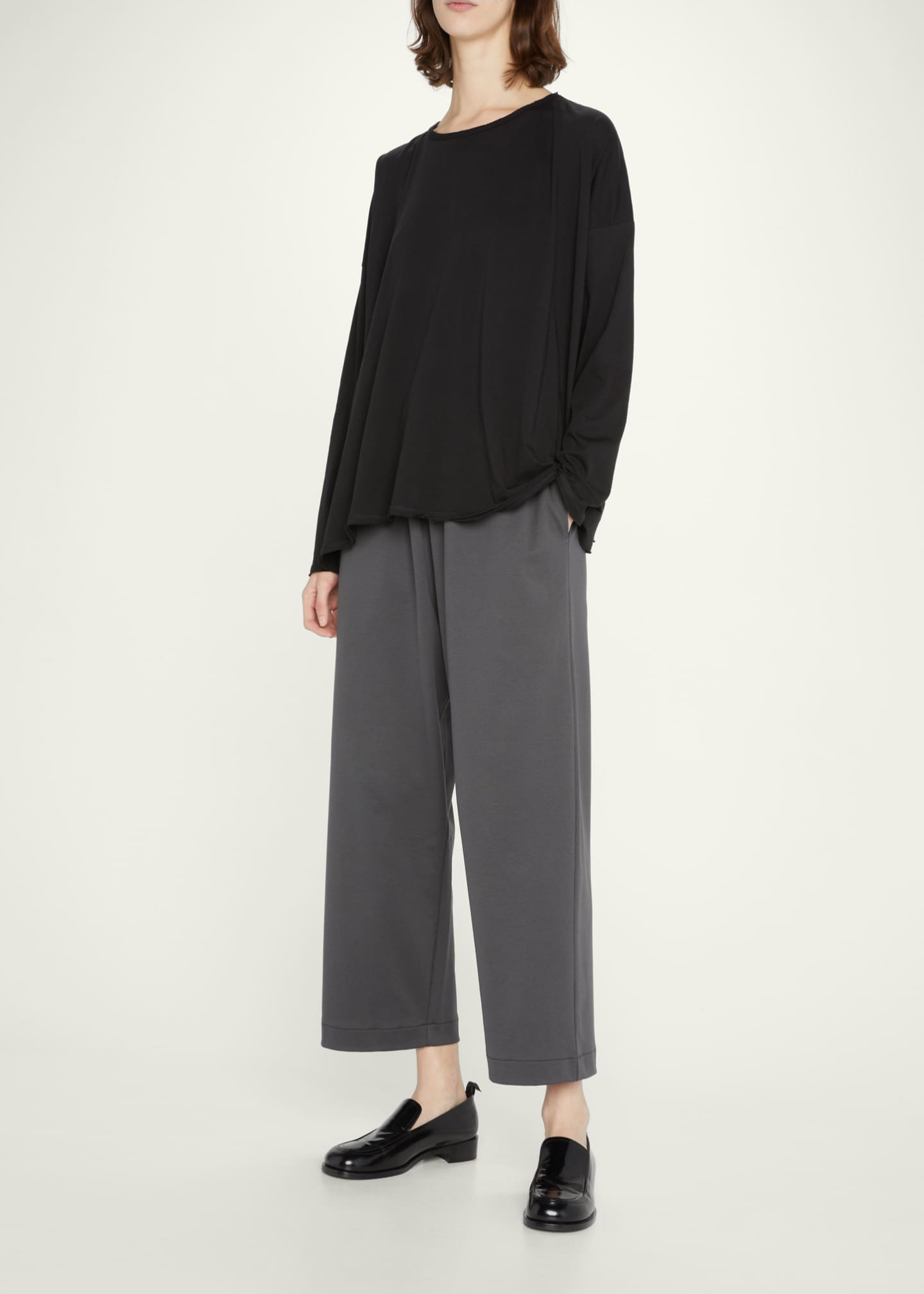 Eskandar Long-Sleeve Scoop-Neck Lightweight T-Shirt Image 2 of 5