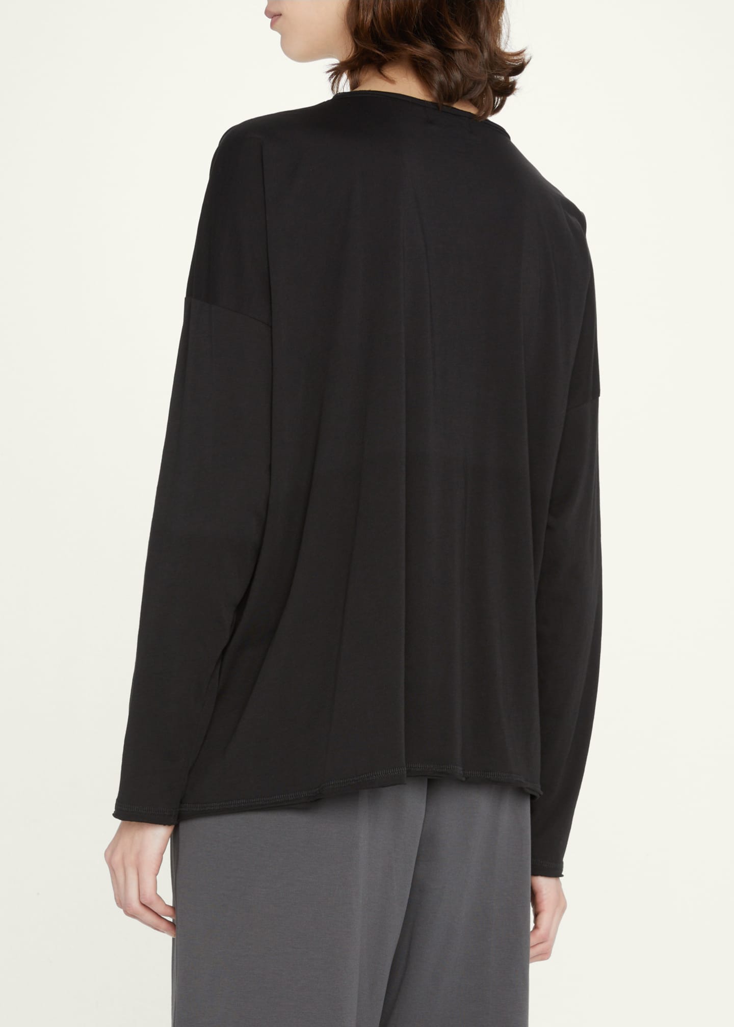 Eskandar Long-Sleeve Scoop-Neck Lightweight T-Shirt Image 3 of 5