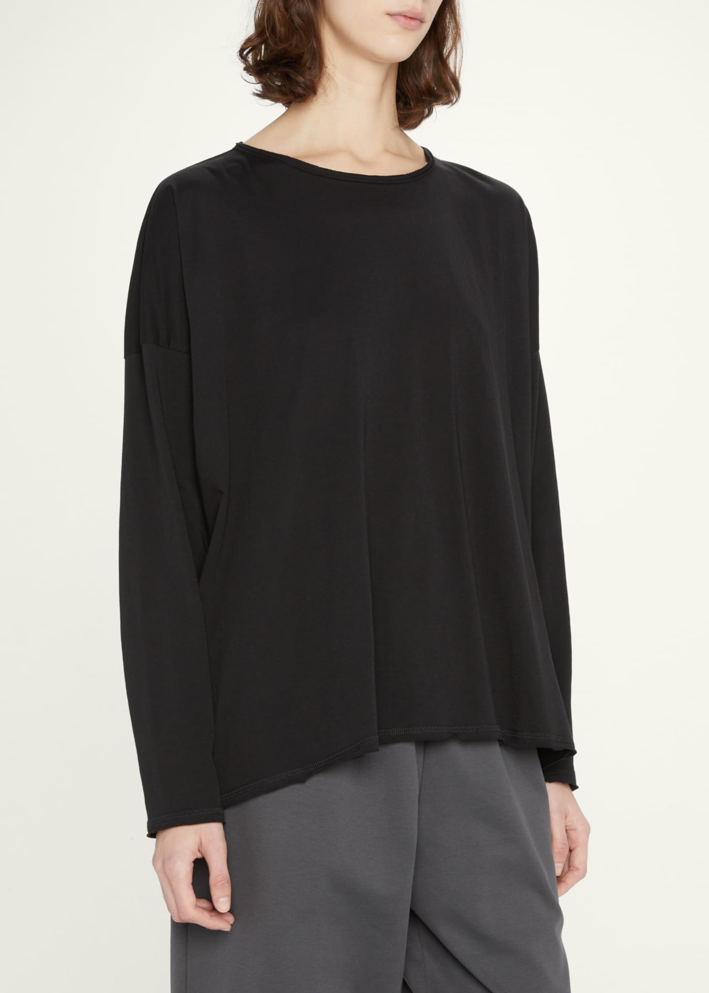 Eskandar Long-Sleeve Scoop-Neck Lightweight T-Shirt Image 4 of 5