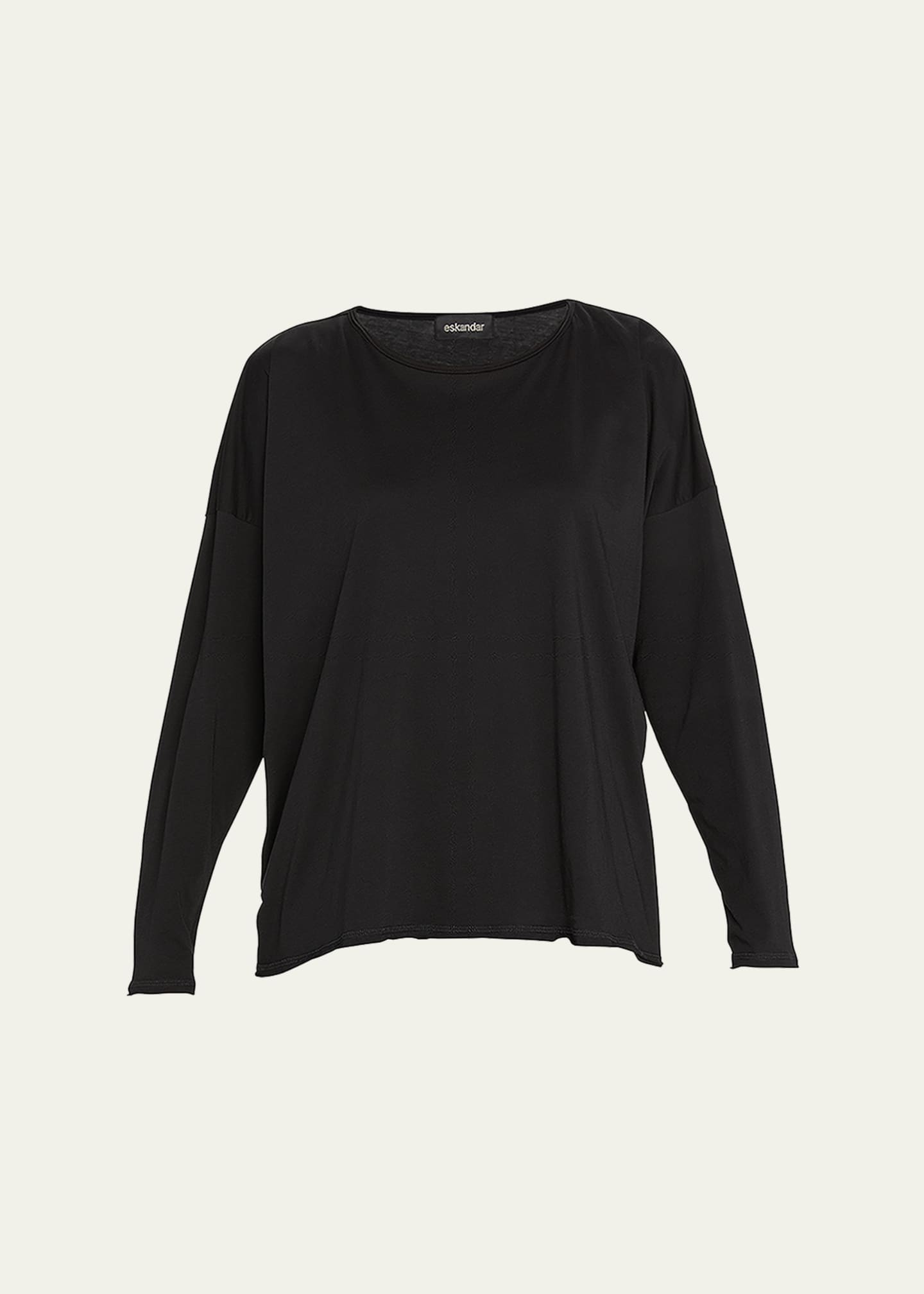 Eskandar Long-Sleeve Scoop-Neck Lightweight T-Shirt Image 1 of 5