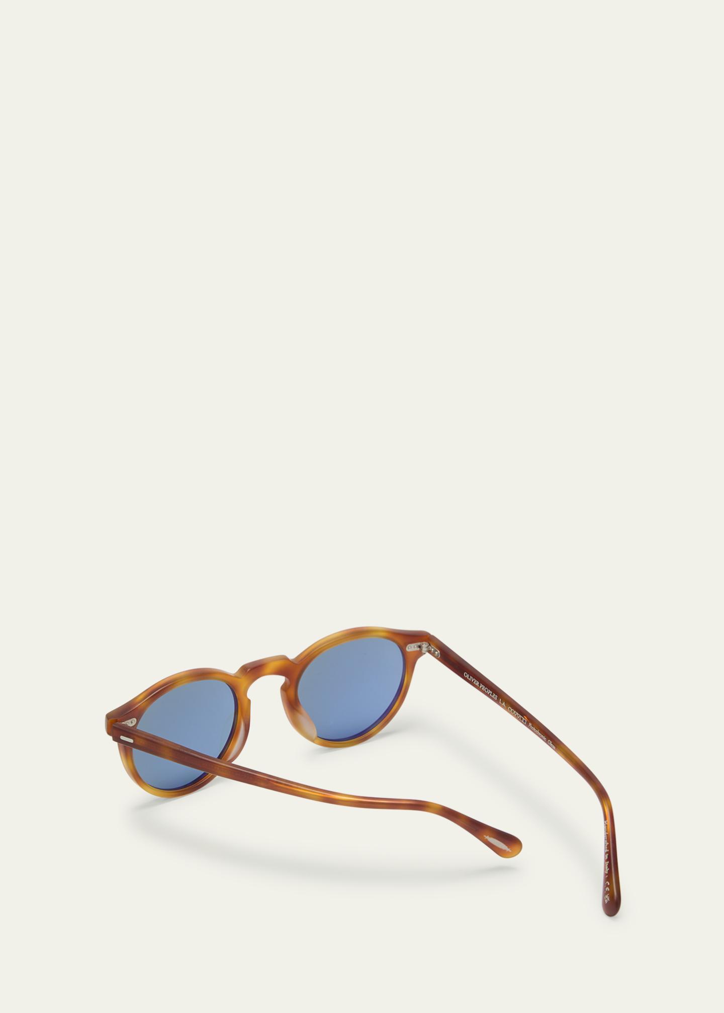 Oliver Peoples Gregory Peck Round Plastic Sunglasses, Brown  display picture 2