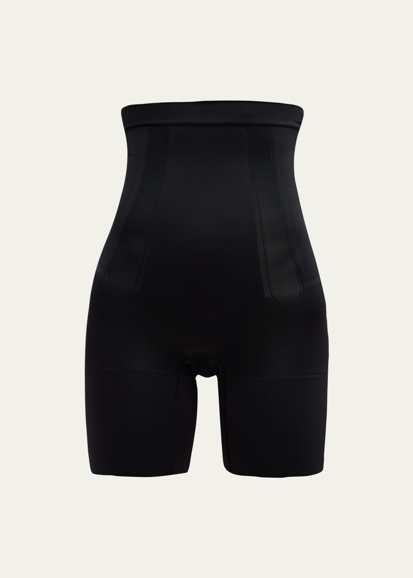 Spanx OnCore High-Waisted Mid-Thigh Shorts in Black