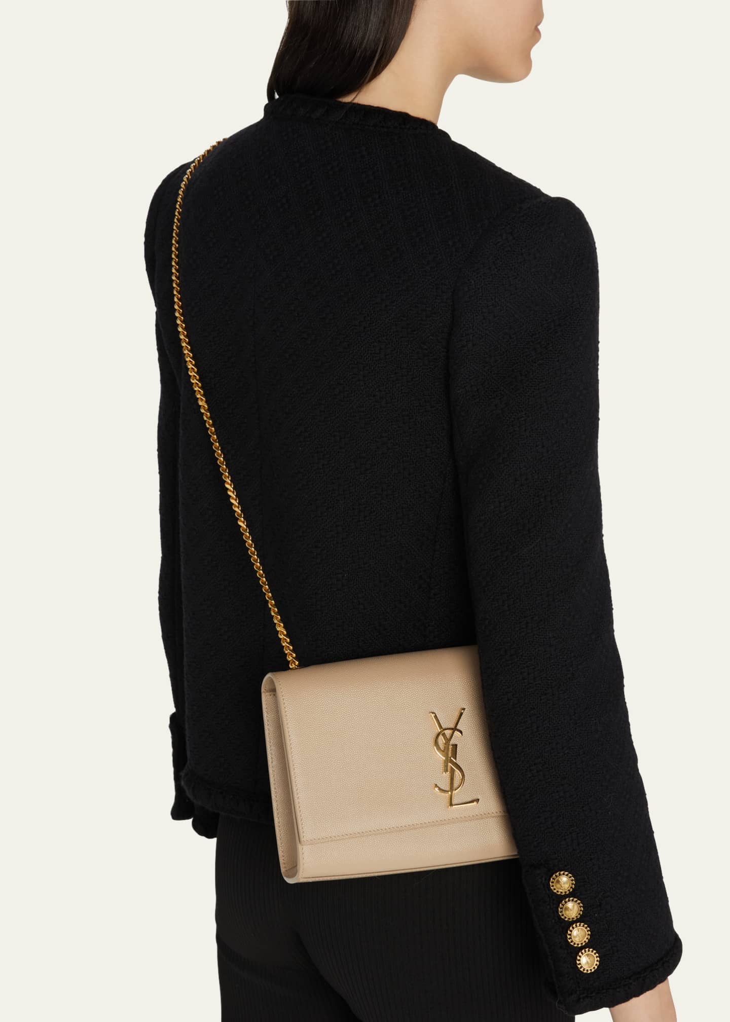 Saint Laurent Kate Medium YSL Crossbody Bag in Grained Leather ...