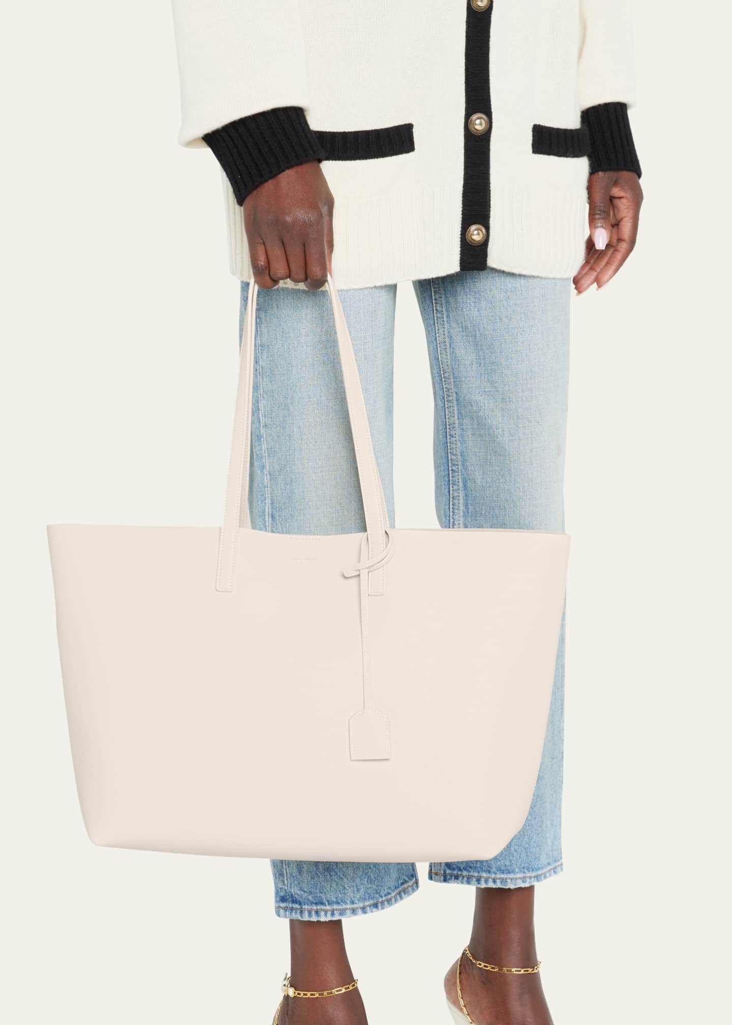 Saint Laurent Shopping Bag East West Tote in Smooth Leather