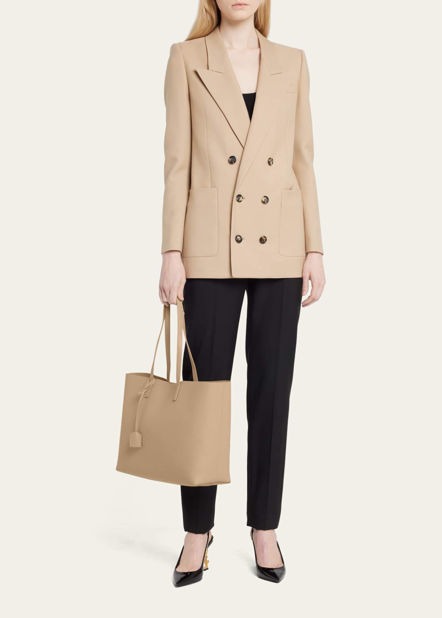 Saint Laurent Shopping Bag East West Tote in Smooth Leather
