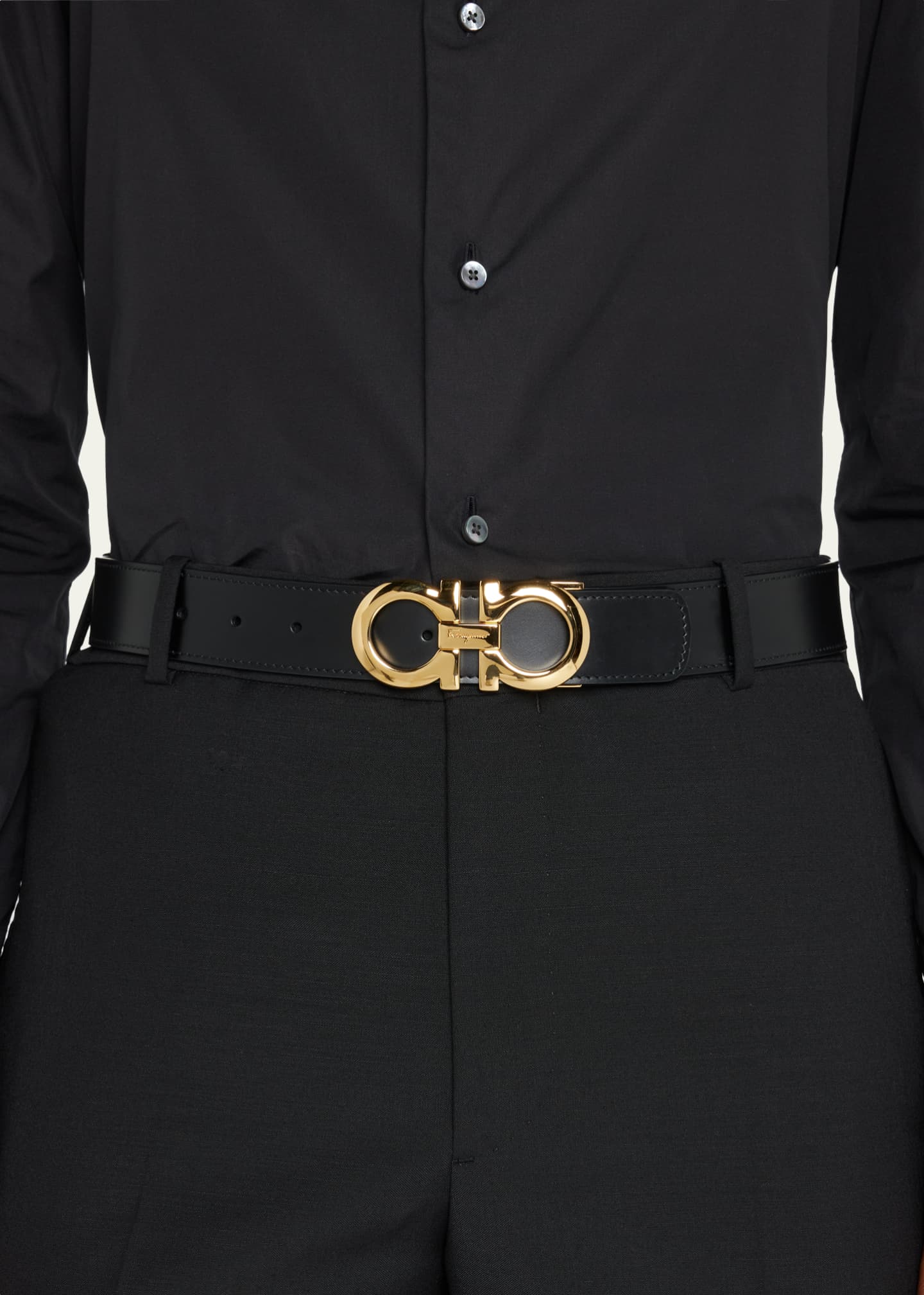 Ferragamo Men's Reversible Double-Gancini Leather Belt - Bergdorf Goodman