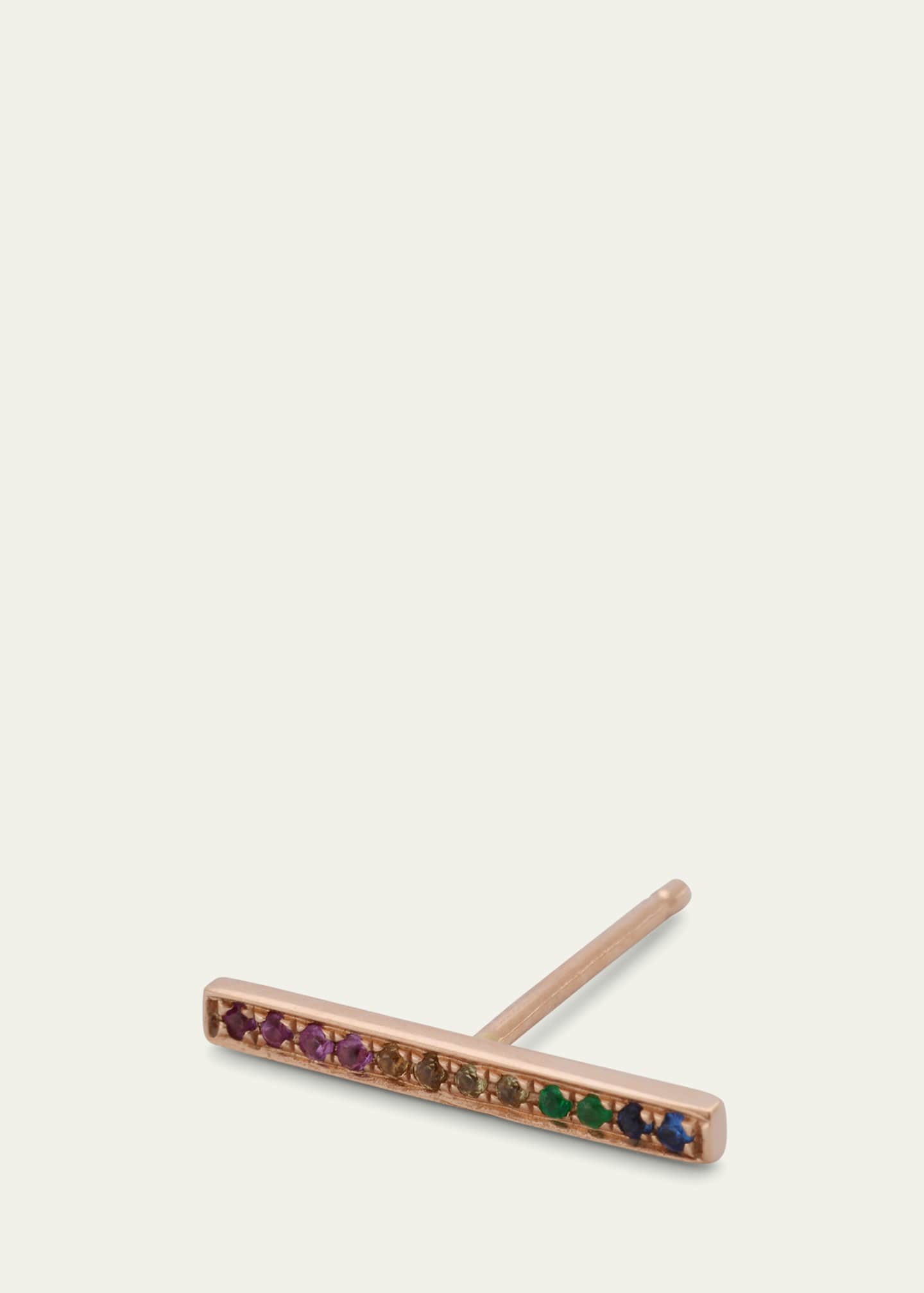 Sydney Evan 14K Yellow Gold Rainbow Long Bar Stud Earrings Image 3 of 4