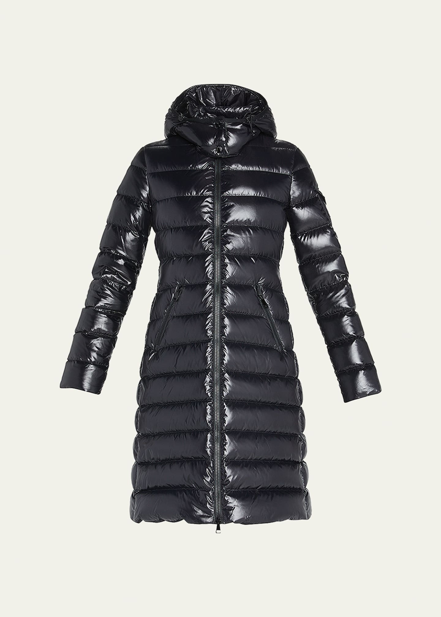 Moncler Moka Shiny Fitted Puffer Coat with Hood - Bergdorf Goodman