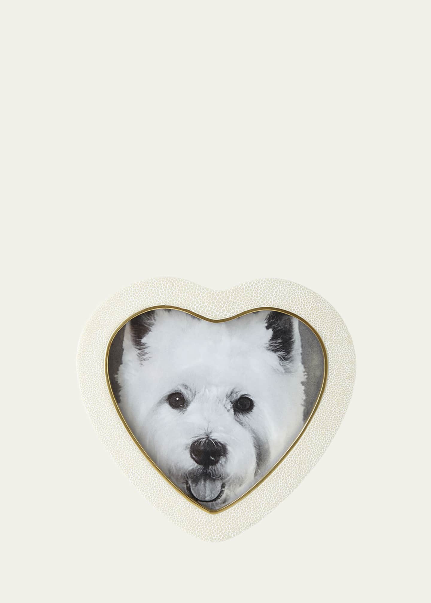 AERIN Cream Faux Shagreen Heart Picture Frame Bergdorf Goodman