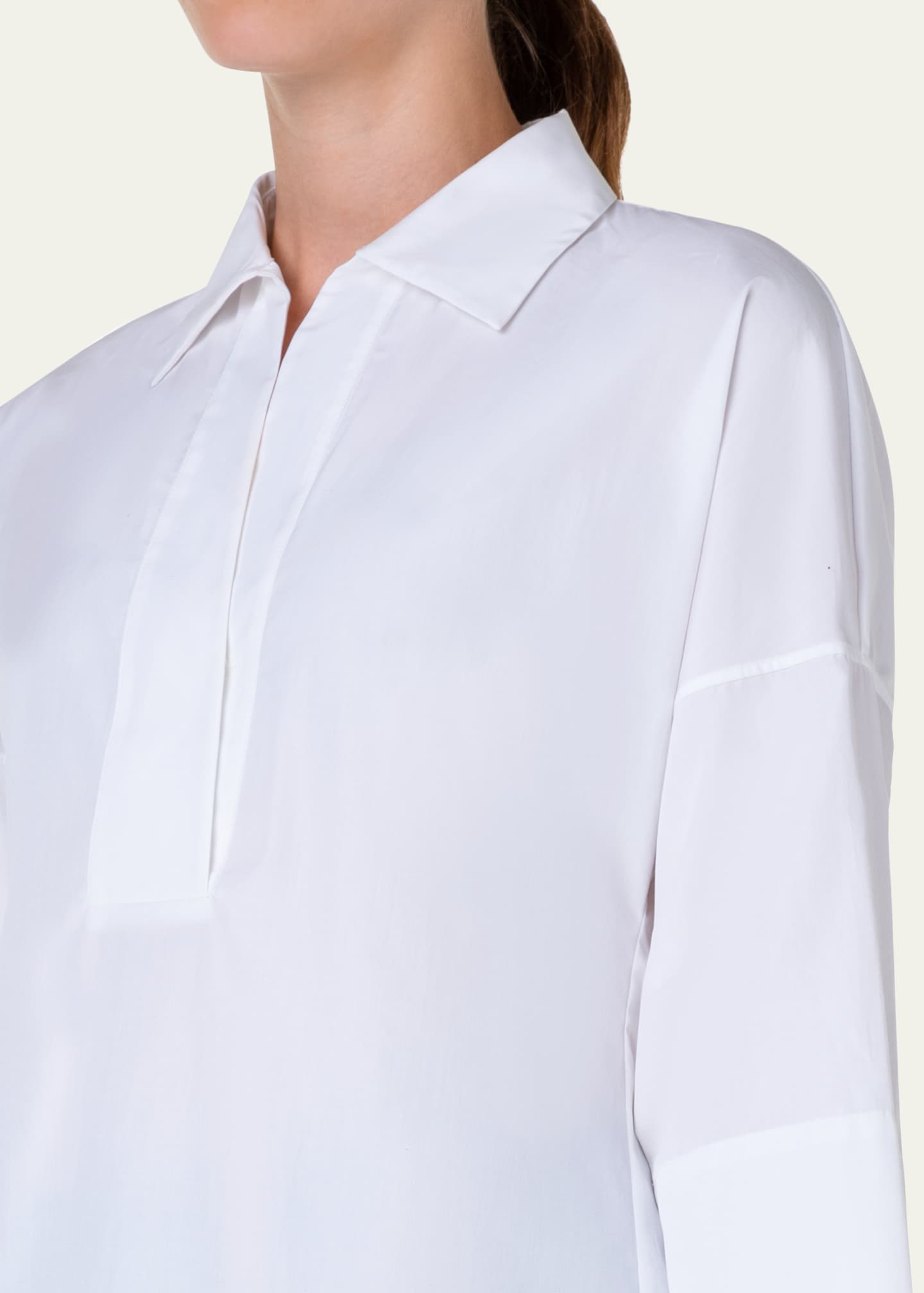 Akris punto Kimono-Sleeve Split-Neck Blouse Image 5 of 5