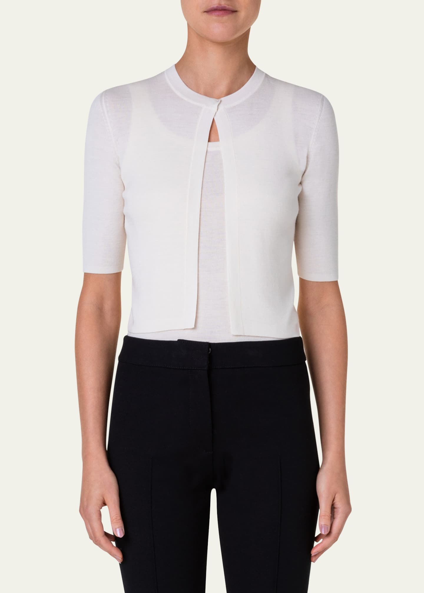 Akris punto Half-Sleeve Short Cardigan Image 2 of 5