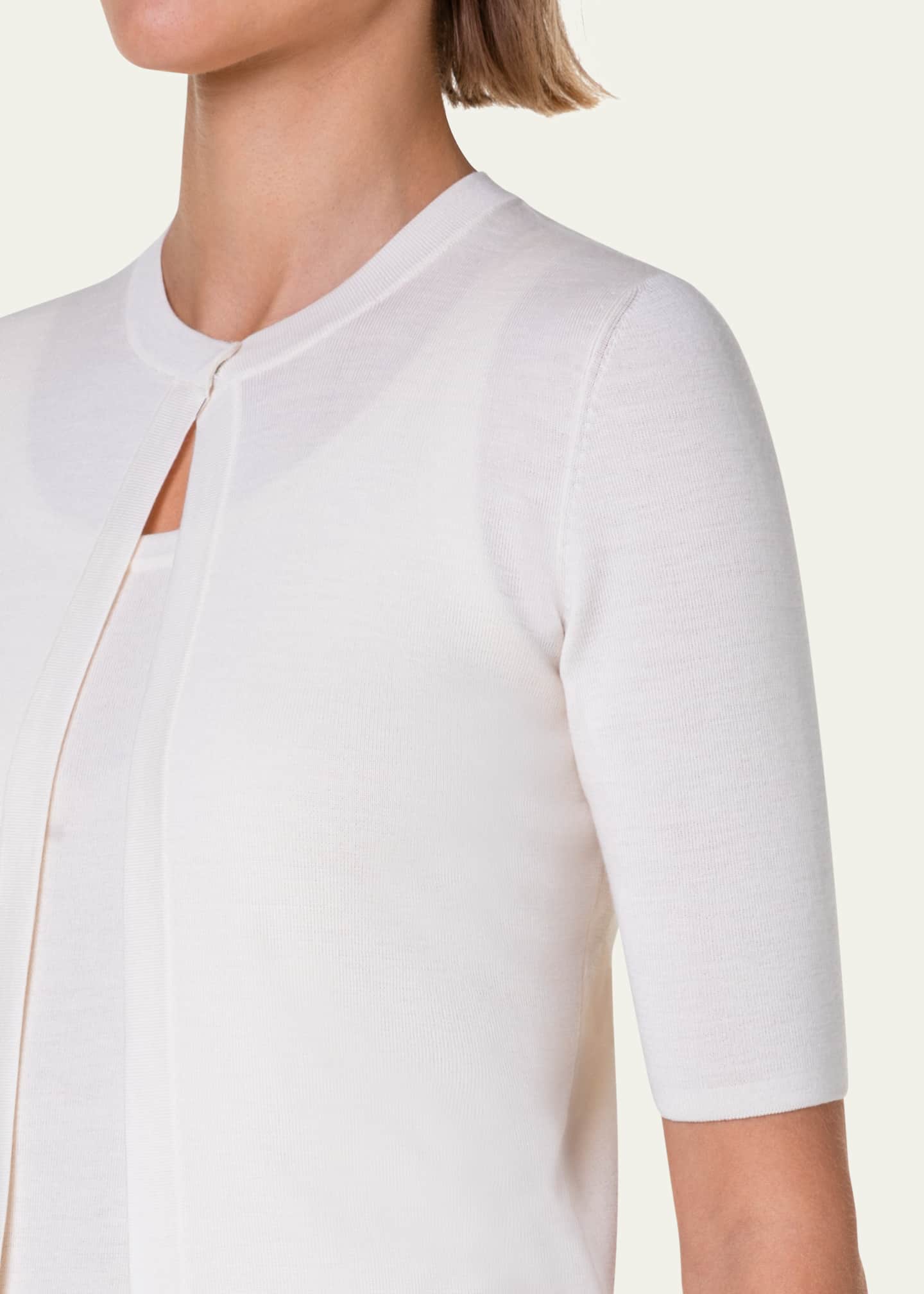 Akris punto Half-Sleeve Short Cardigan Image 4 of 5