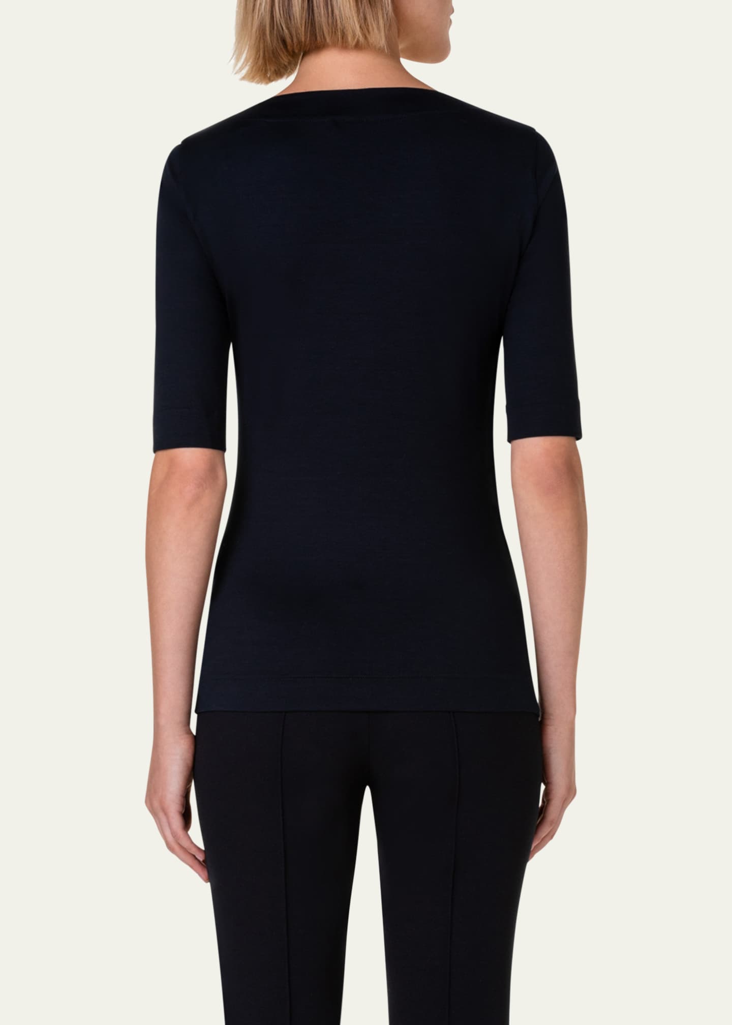 Akris punto Square-Neck Jersey Top Image 3 of 5
