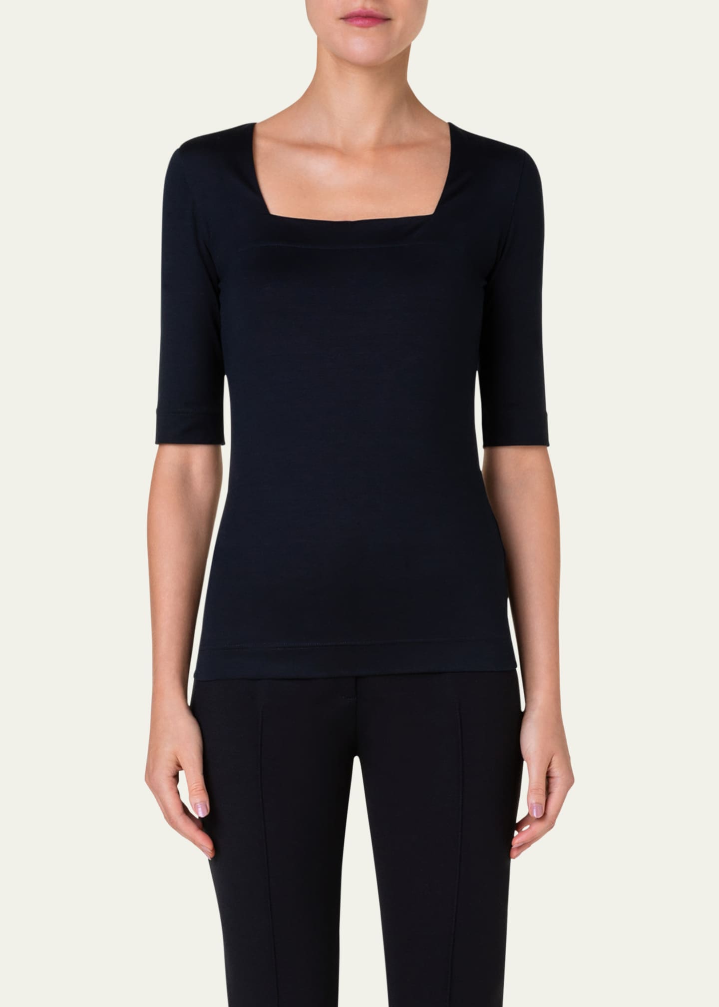Akris punto Square-Neck Jersey Top Image 4 of 5