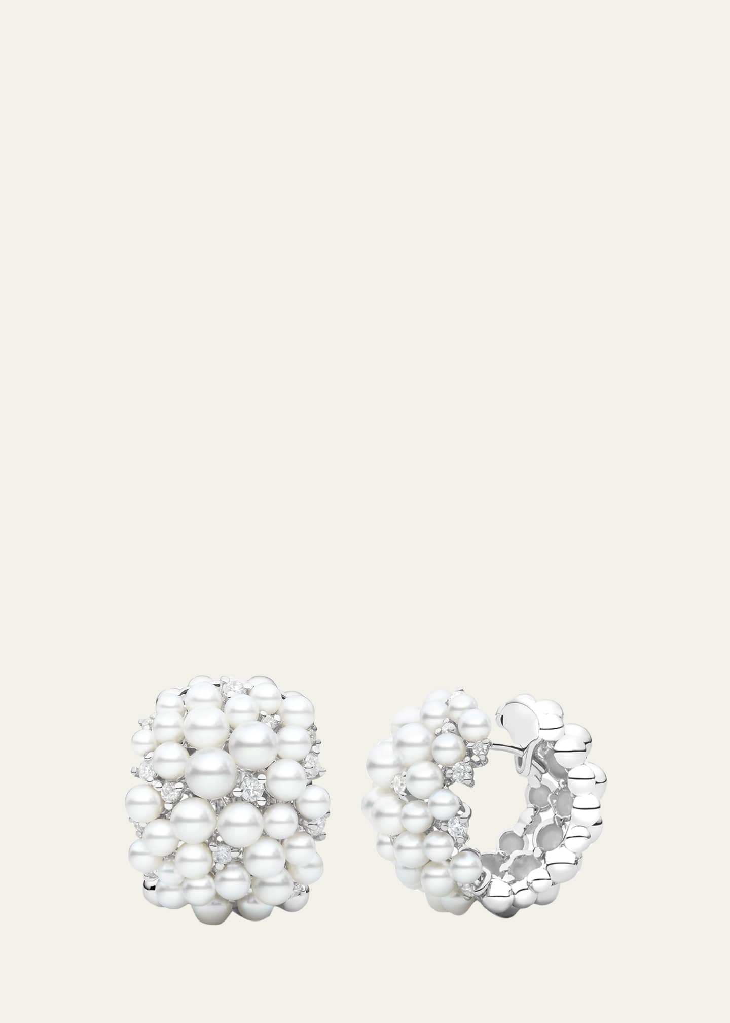 Paul Morelli Lagrange 18K Pearl & Diamond Huggie Earrings Bergdorf