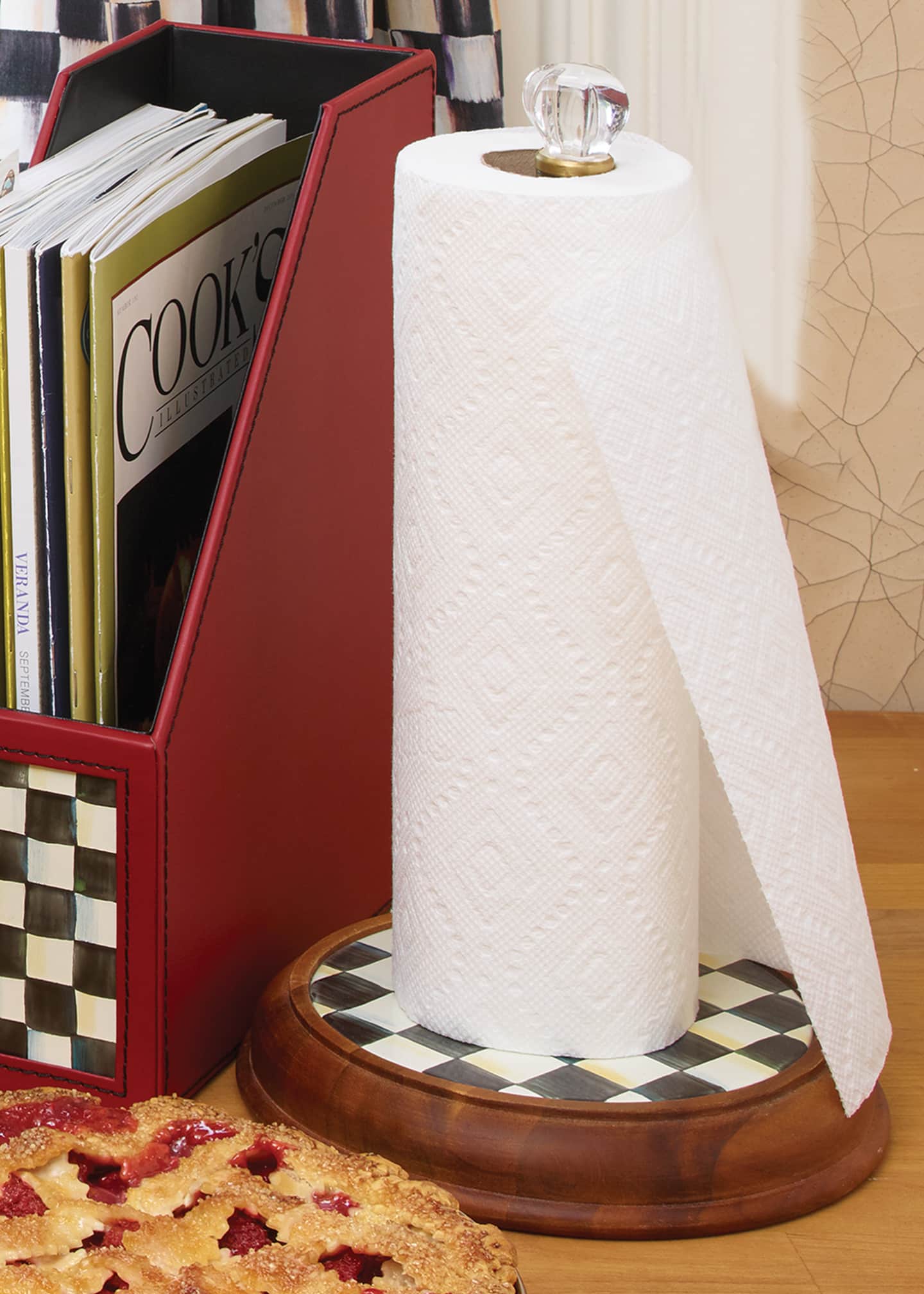 MacKenzie-Childs  Courtly Check Wood Paper Towel Holder
