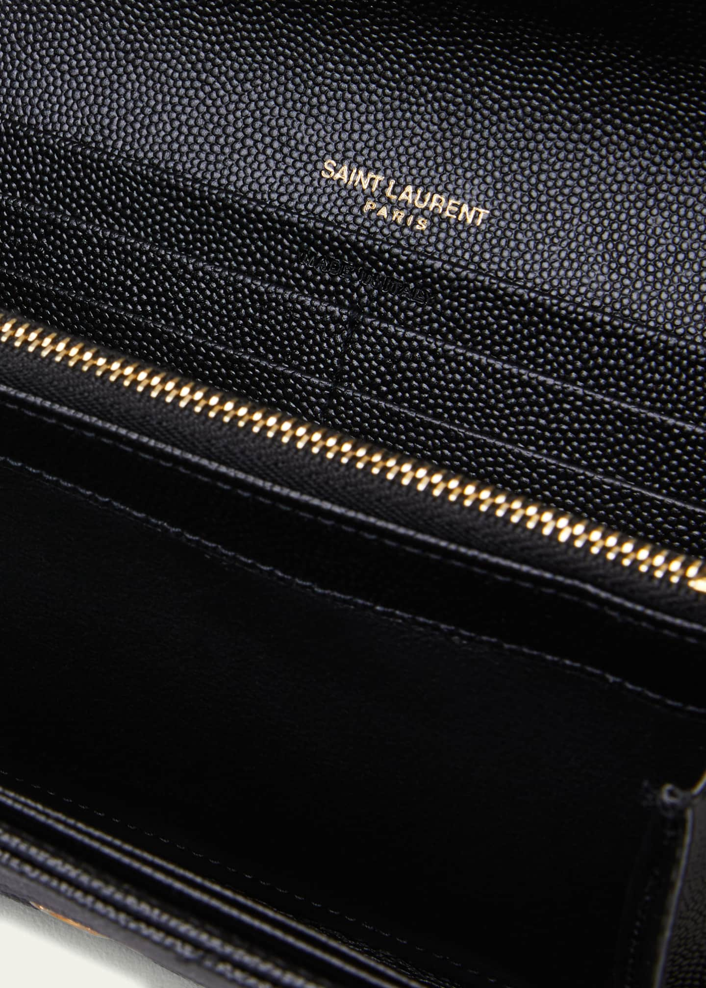 LARGE BLACK QUILTED FLAP WALLET - Saint Laurent Paris