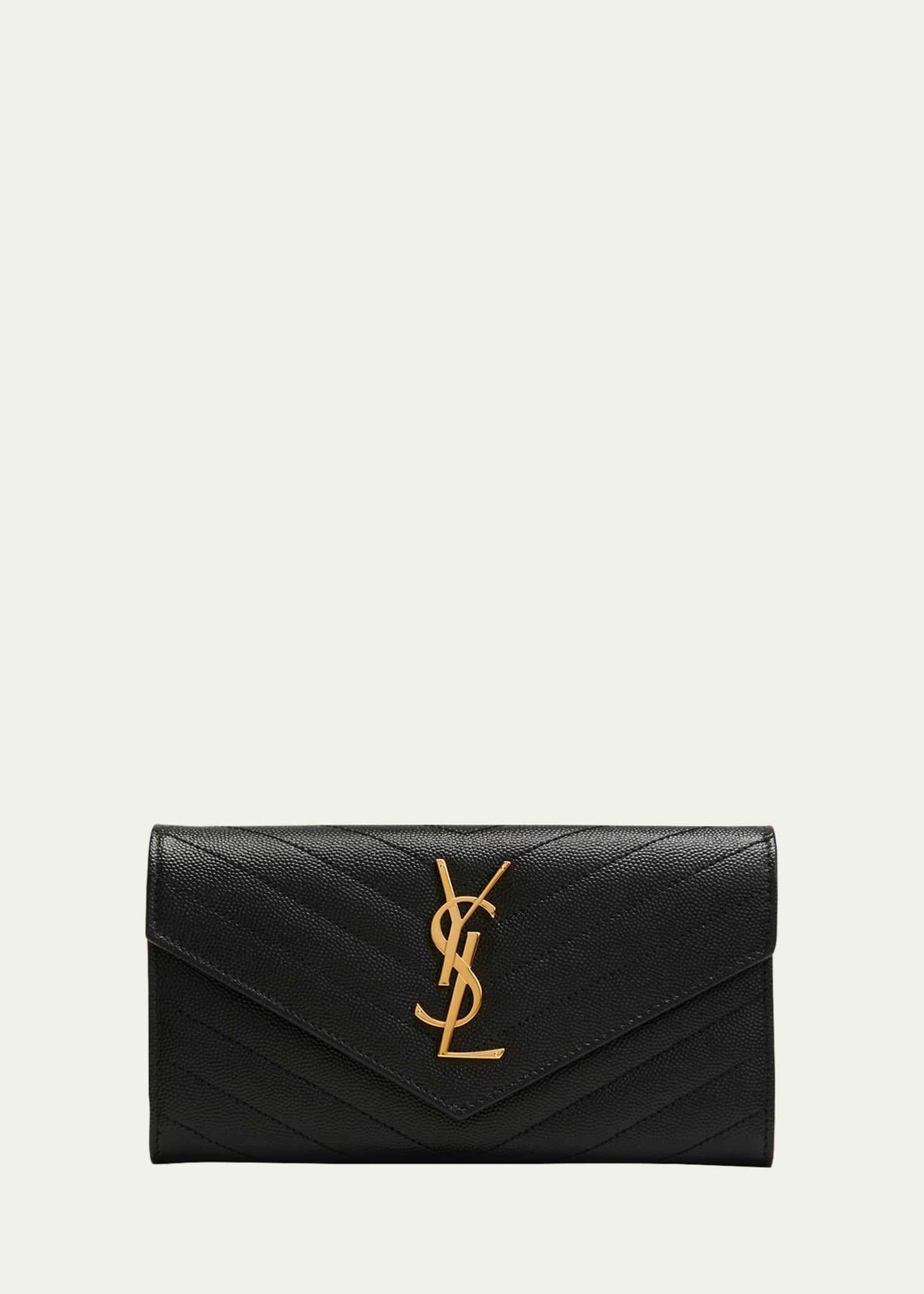 Saint Laurent YSL Monogram Large Flap Wallet in Grained Leather Image 1 of 4