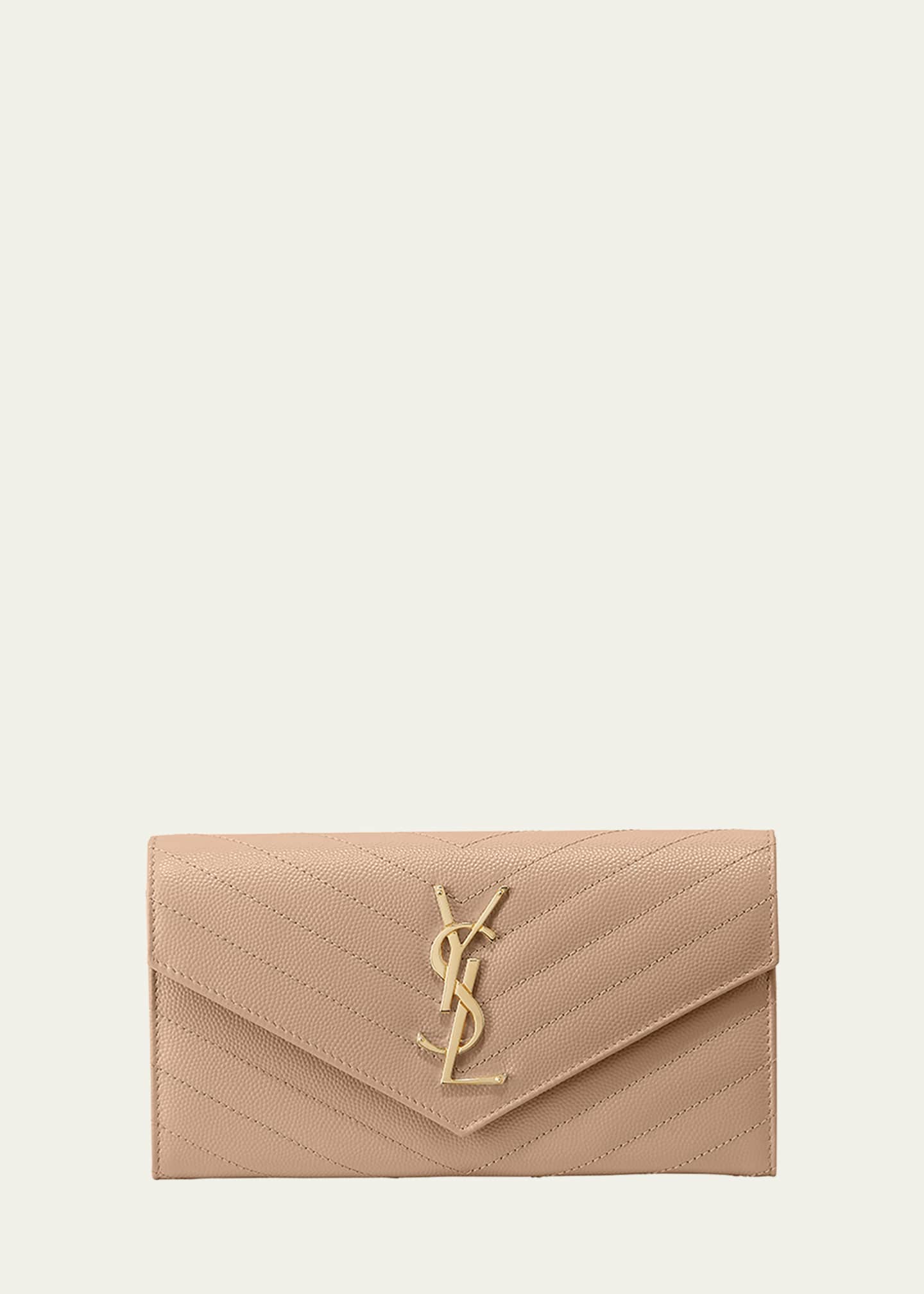 Saint Laurent YSL Monogram Large Flap Wallet in Grained Leather Image 1 of 4