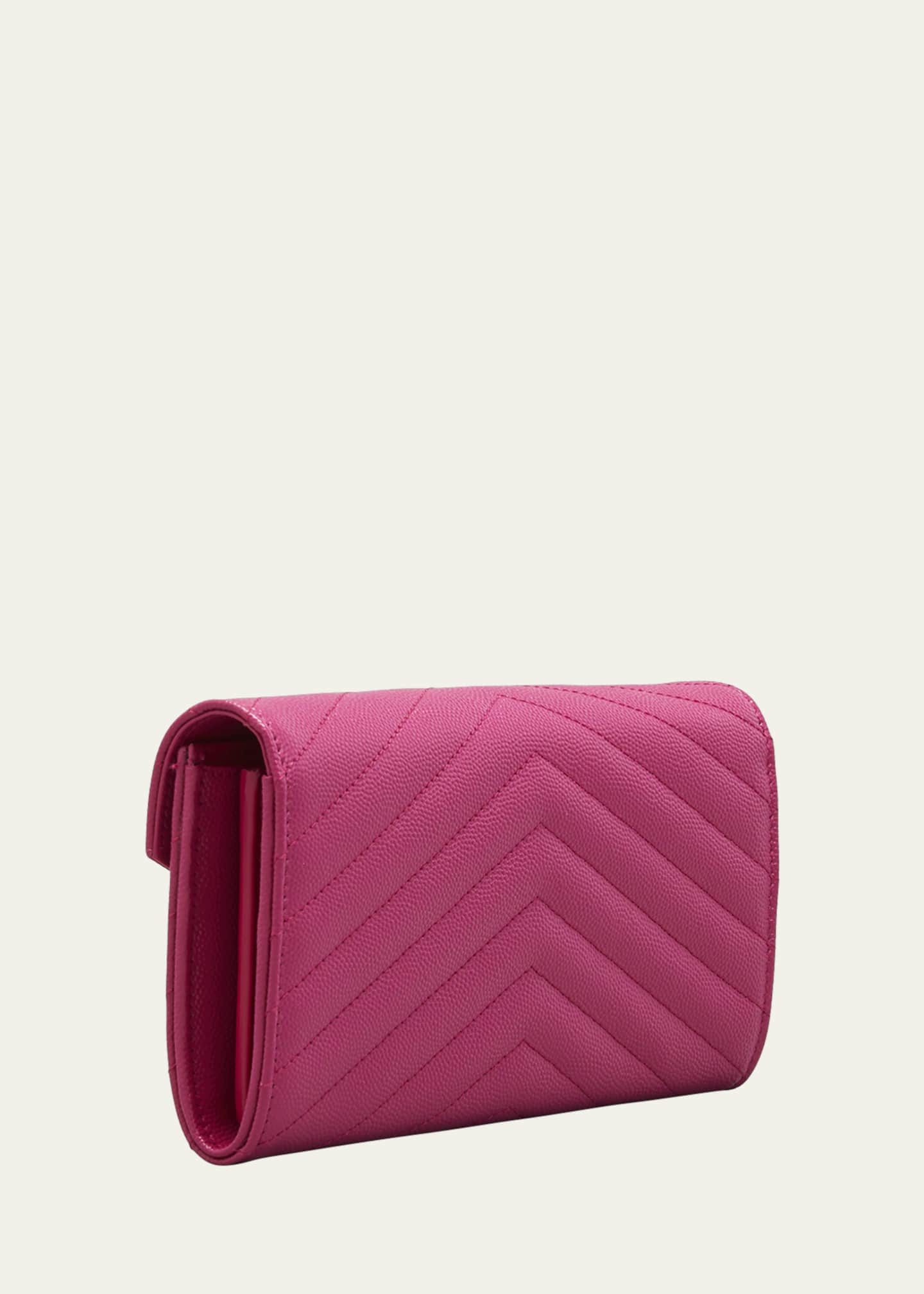 Saint Laurent YSL Monogram Large Flap Wallet in Grained Leather Image 3 of 4
