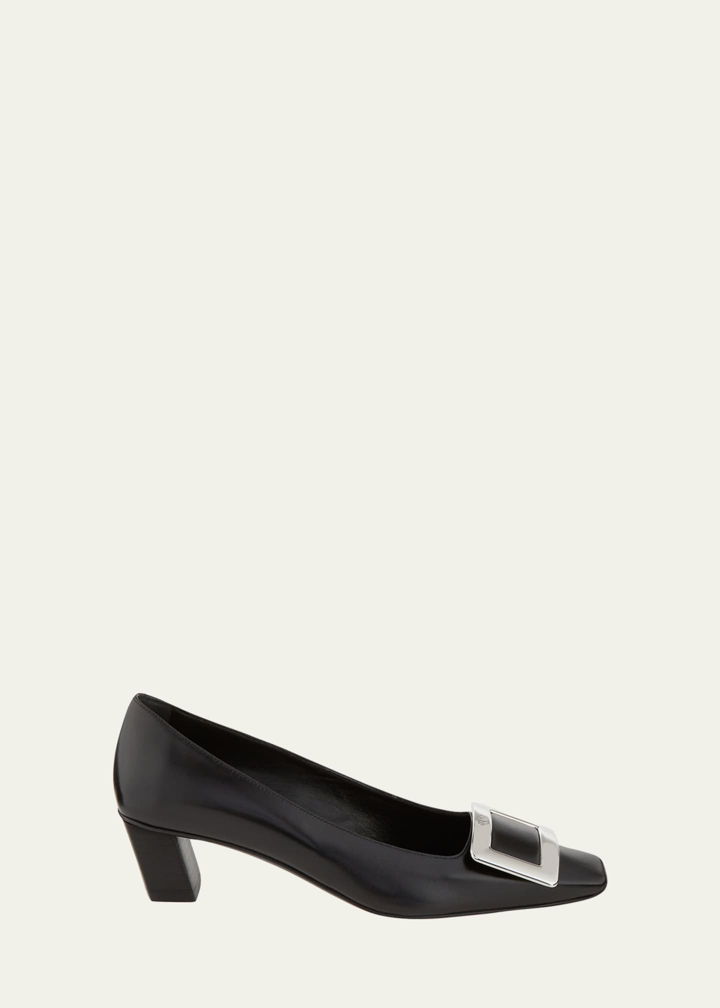 Roger Vivier Decollete ベル ヴィヴィエ ブラック 37 Roger Vivier Decollete Belle Vivier Leather Ballerina Pumps