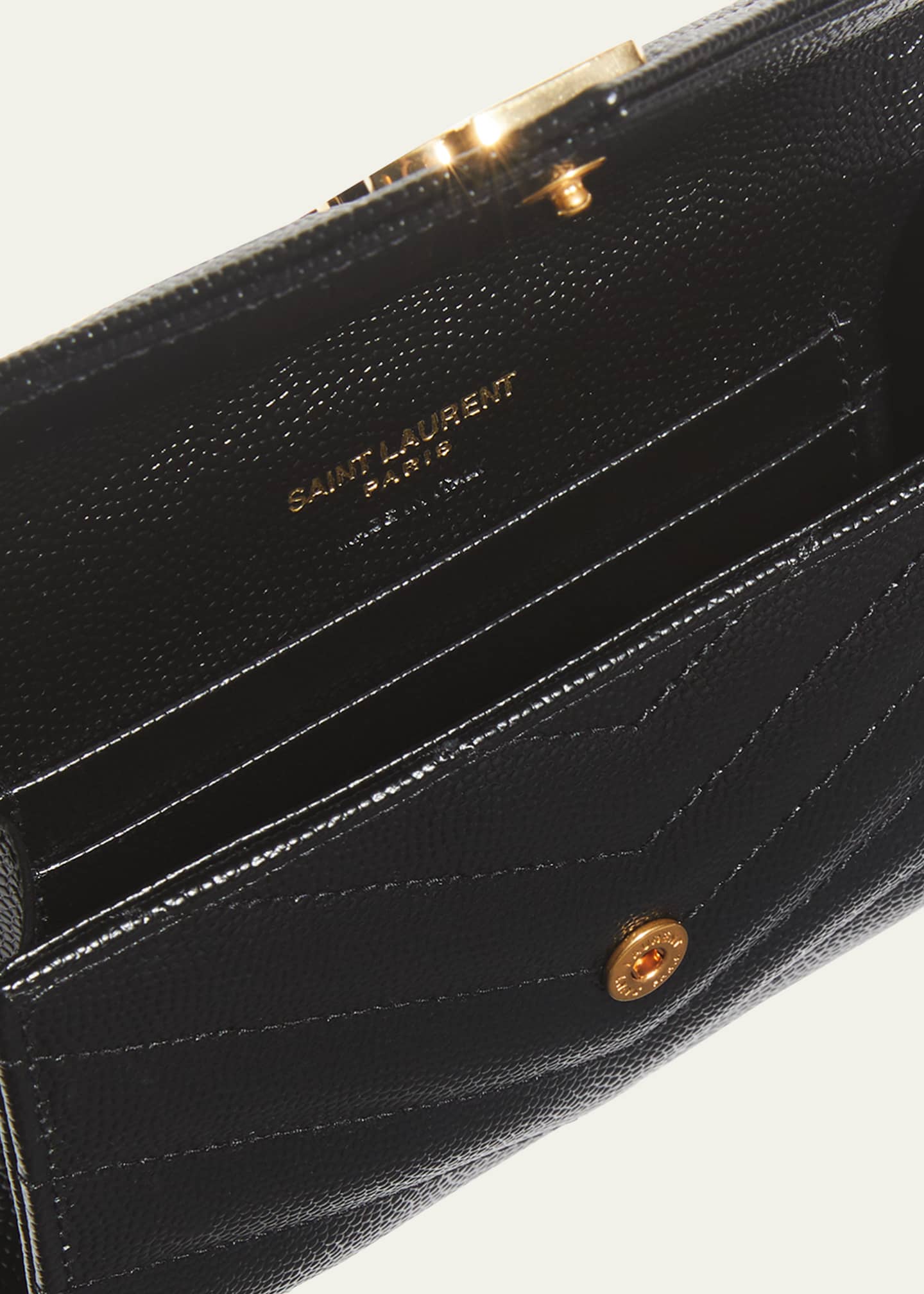 Saint Laurent YSL Monogram Small Flap Wallet in Grained Leather Image 4 of 5