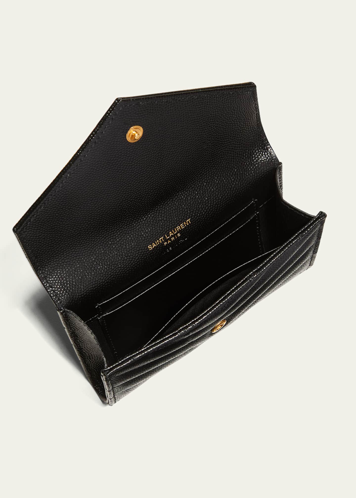 Saint Laurent YSL Monogram Small Flap Wallet in Grained Leather