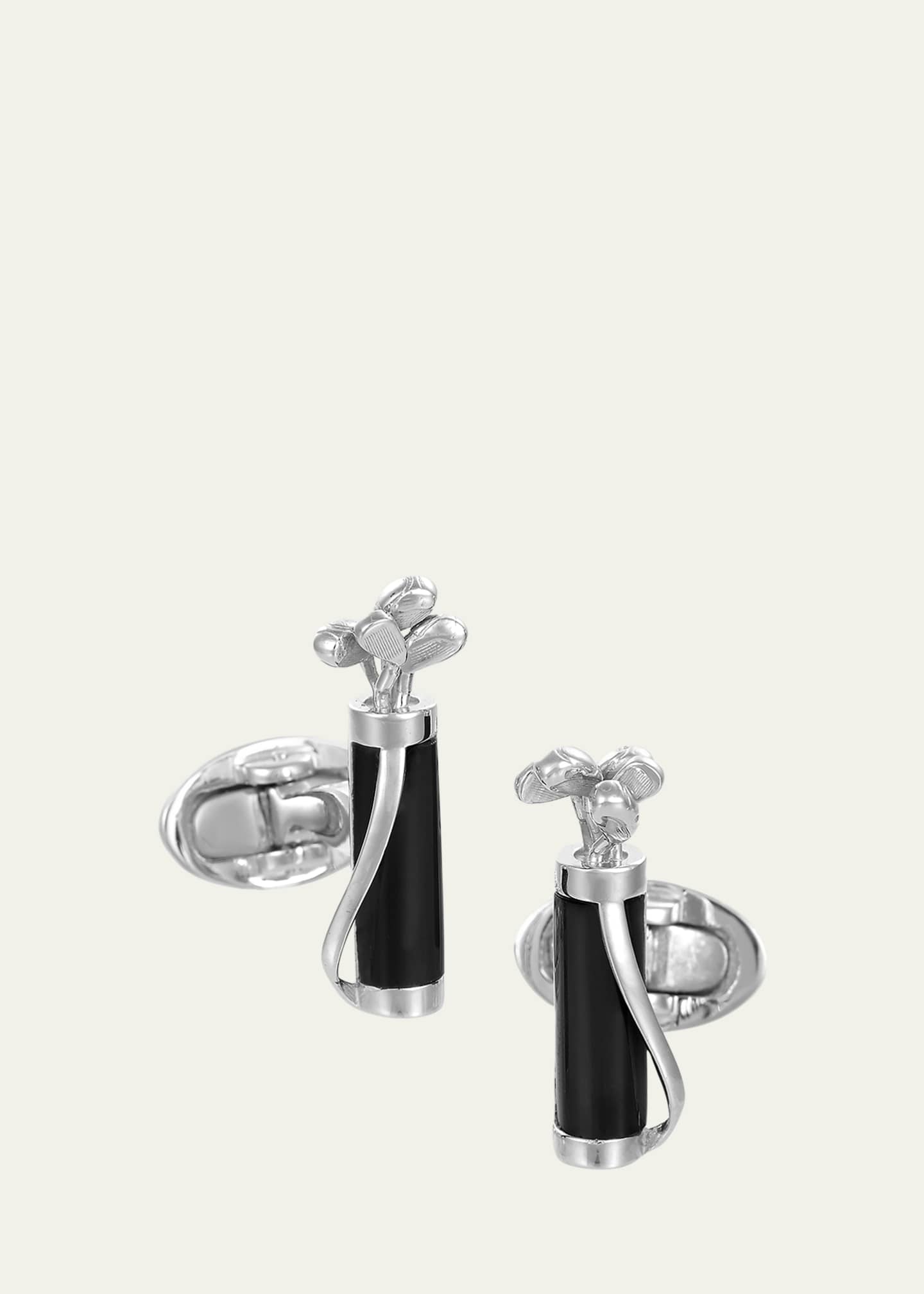 Jan Leslie Golf Bags with Clubs Cuff Links with Black Onyx