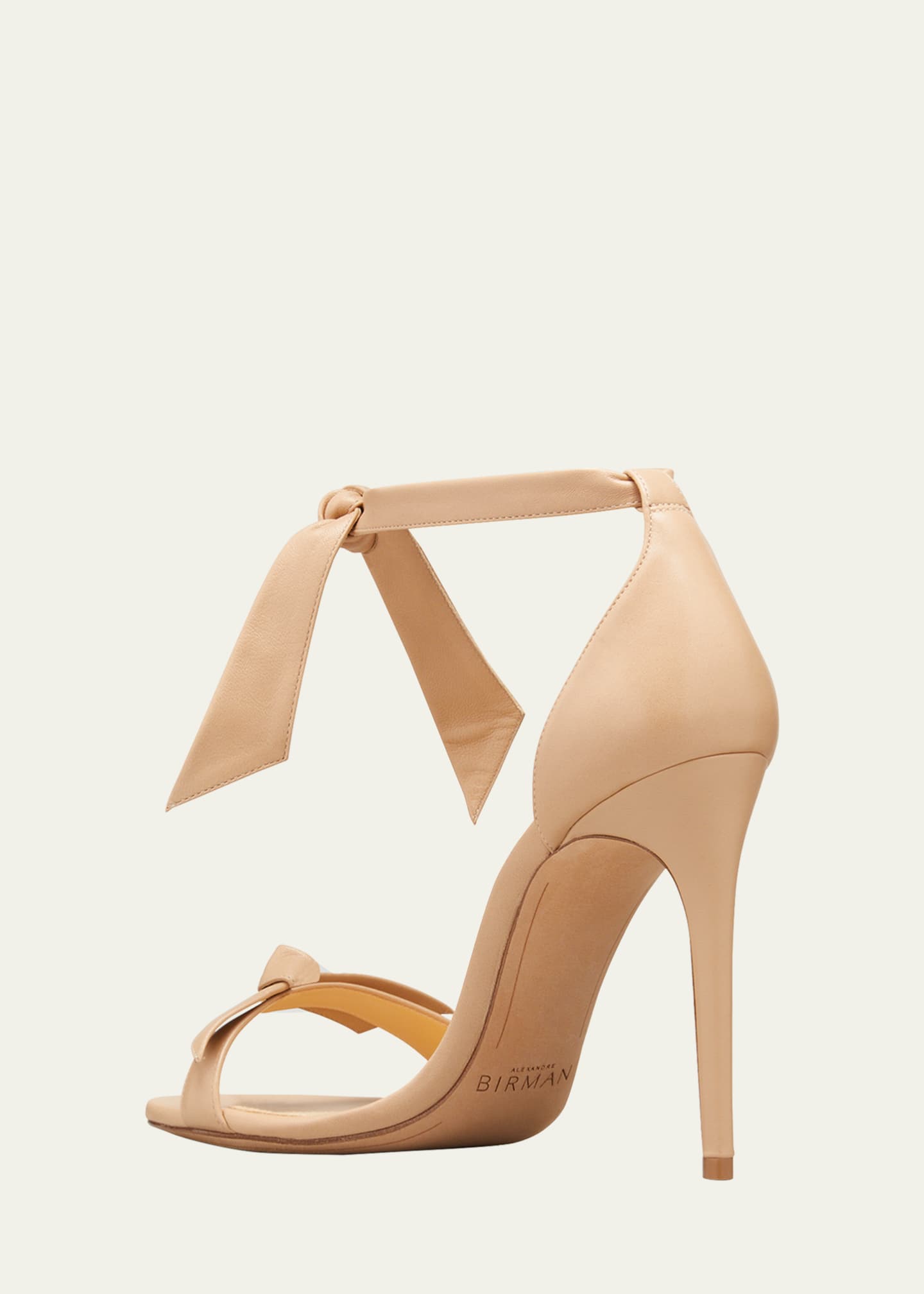 Alexandre Birman Clarita Bow-Tie Leather Sandals, Nude Image 2 of 3