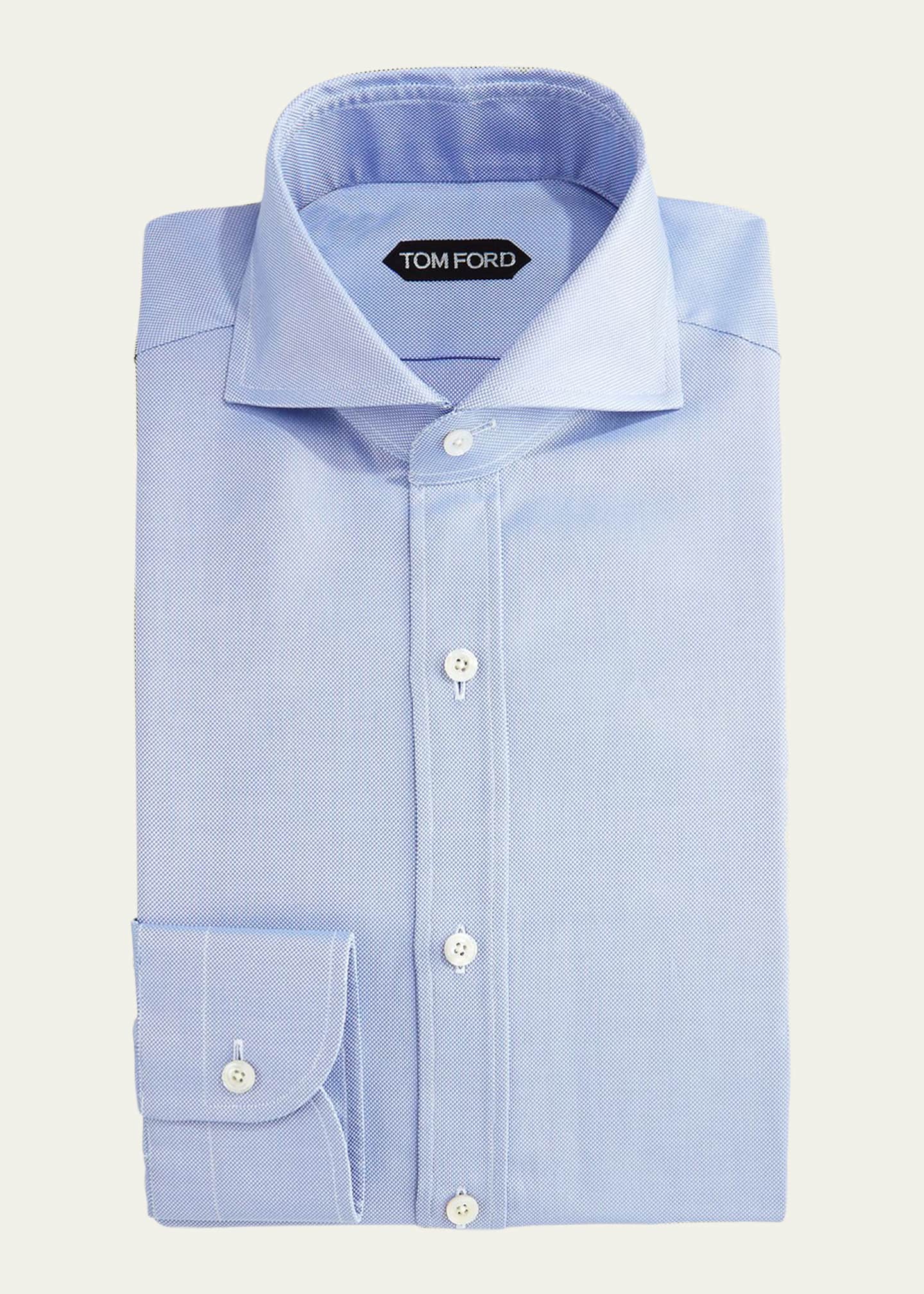 TOM FORD Tailored-Fit Textured Oxford Dress Shirt, Blue - Bergdorf Goodman