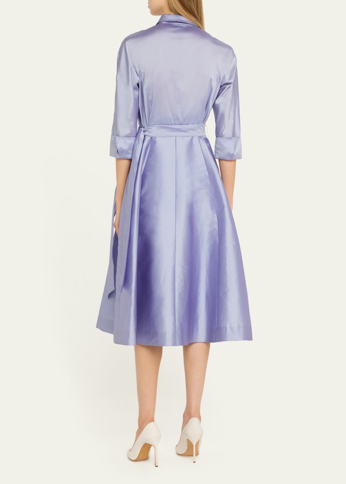 Rickie Freeman for Teri Jon 3/4-Sleeve Belted Midi Shirtdress Image 3 of 5