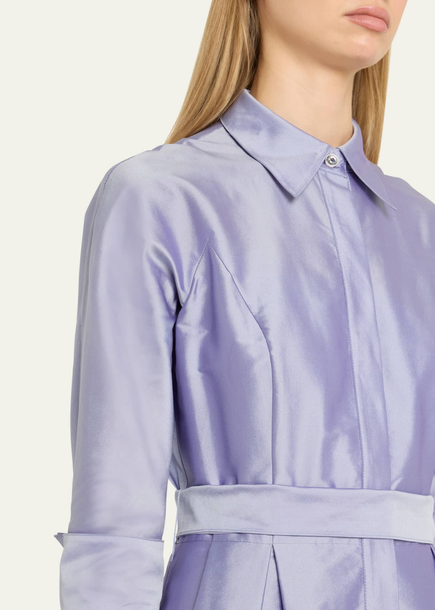 Rickie Freeman for Teri Jon 3/4-Sleeve Belted Midi Shirtdress Image 5 of 5