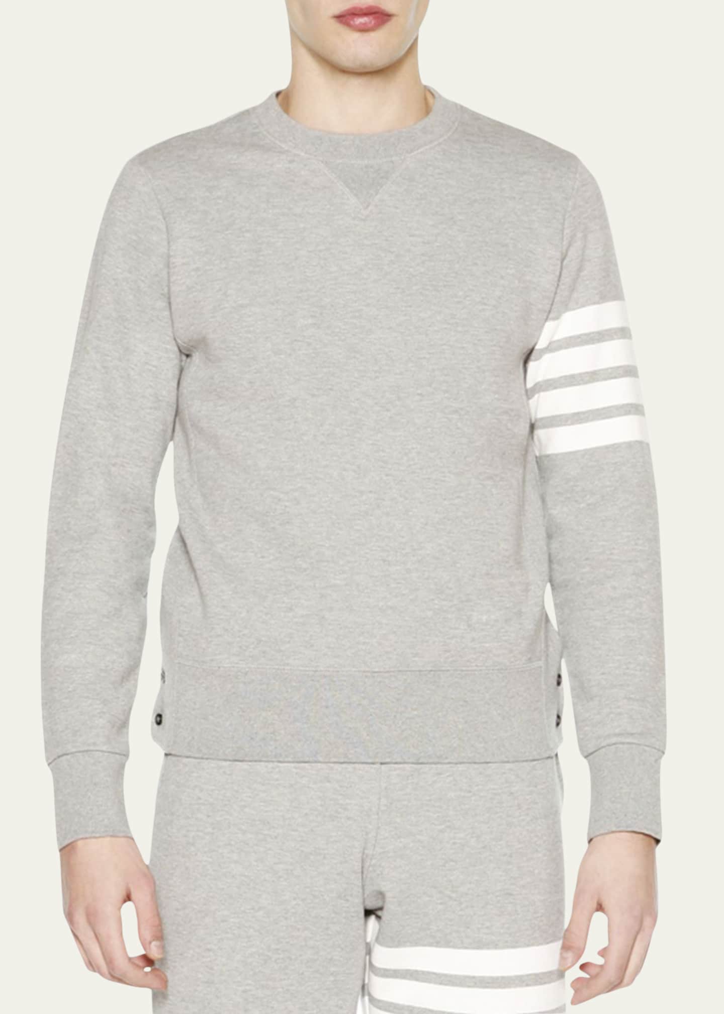 Thom Browne Men's Classic Crewneck Sweatshirt with Striped Sleeve Image 2 of 5