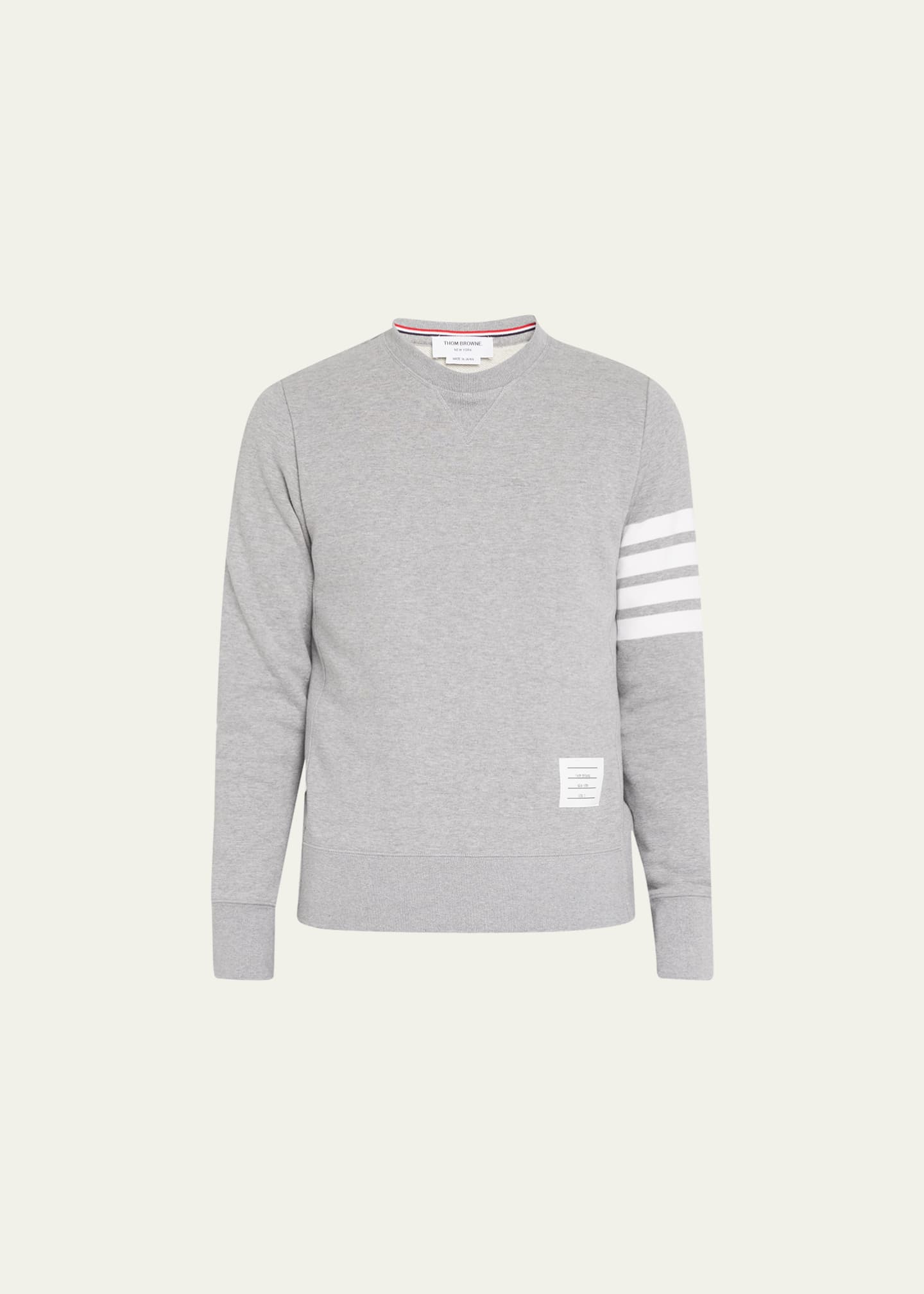 Thom Browne Men's Classic Crewneck Sweatshirt with Striped Sleeve Image 1 of 5