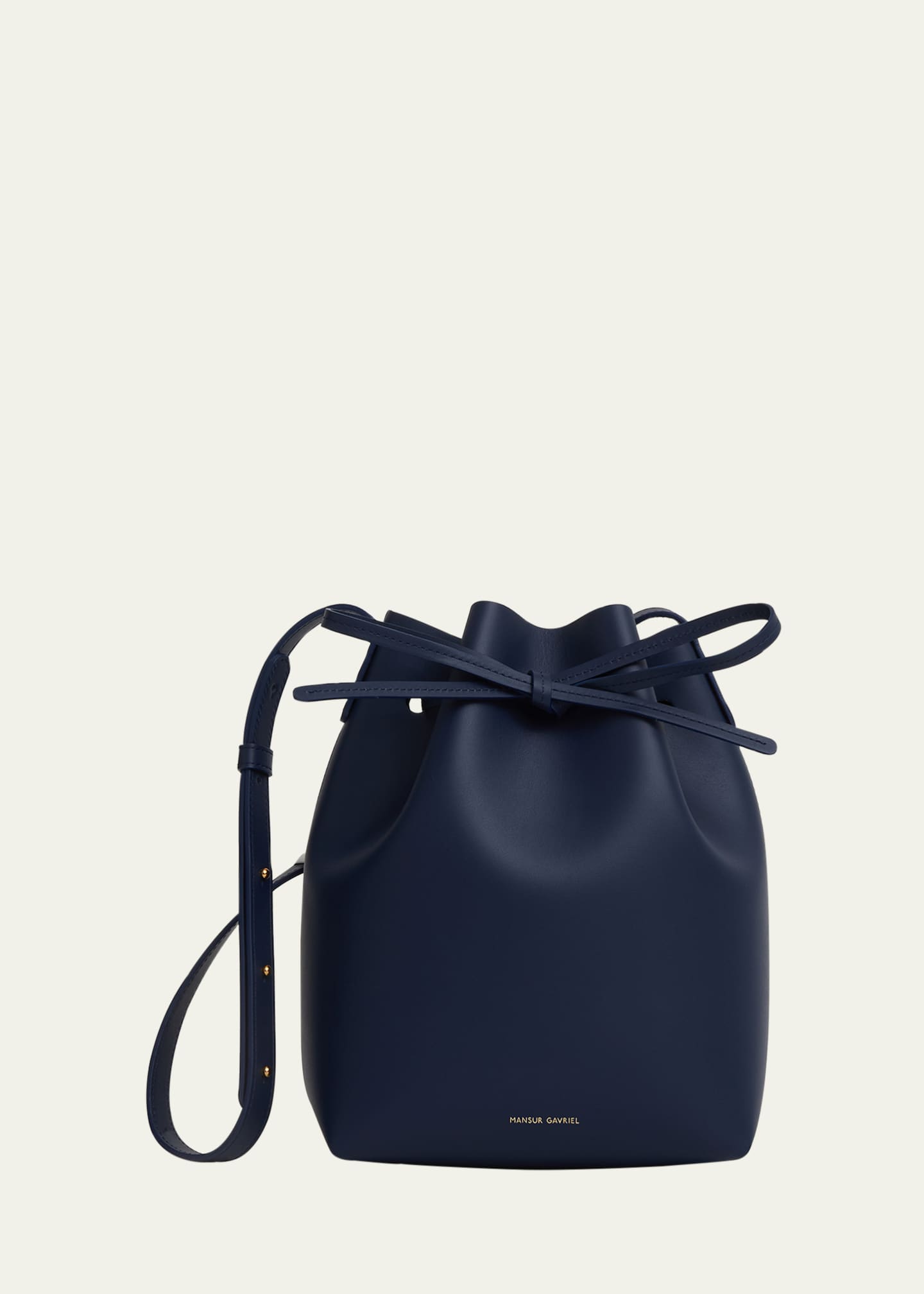 Mansur Gavriel Navy Large Leather Bucket Bag