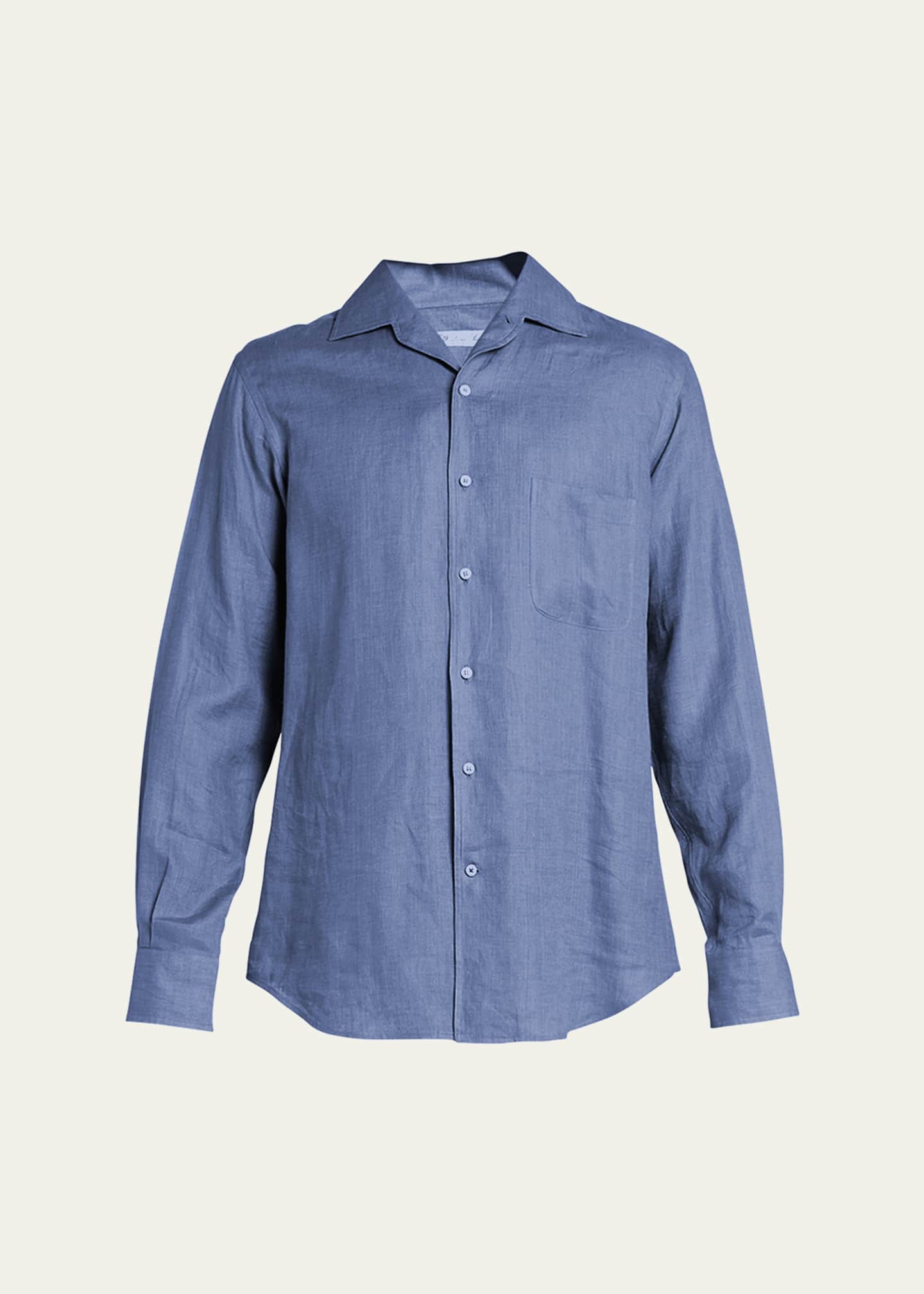 Loro Piana Men's Andre Long-Sleeve Linen Shirt - Bergdorf Goodman