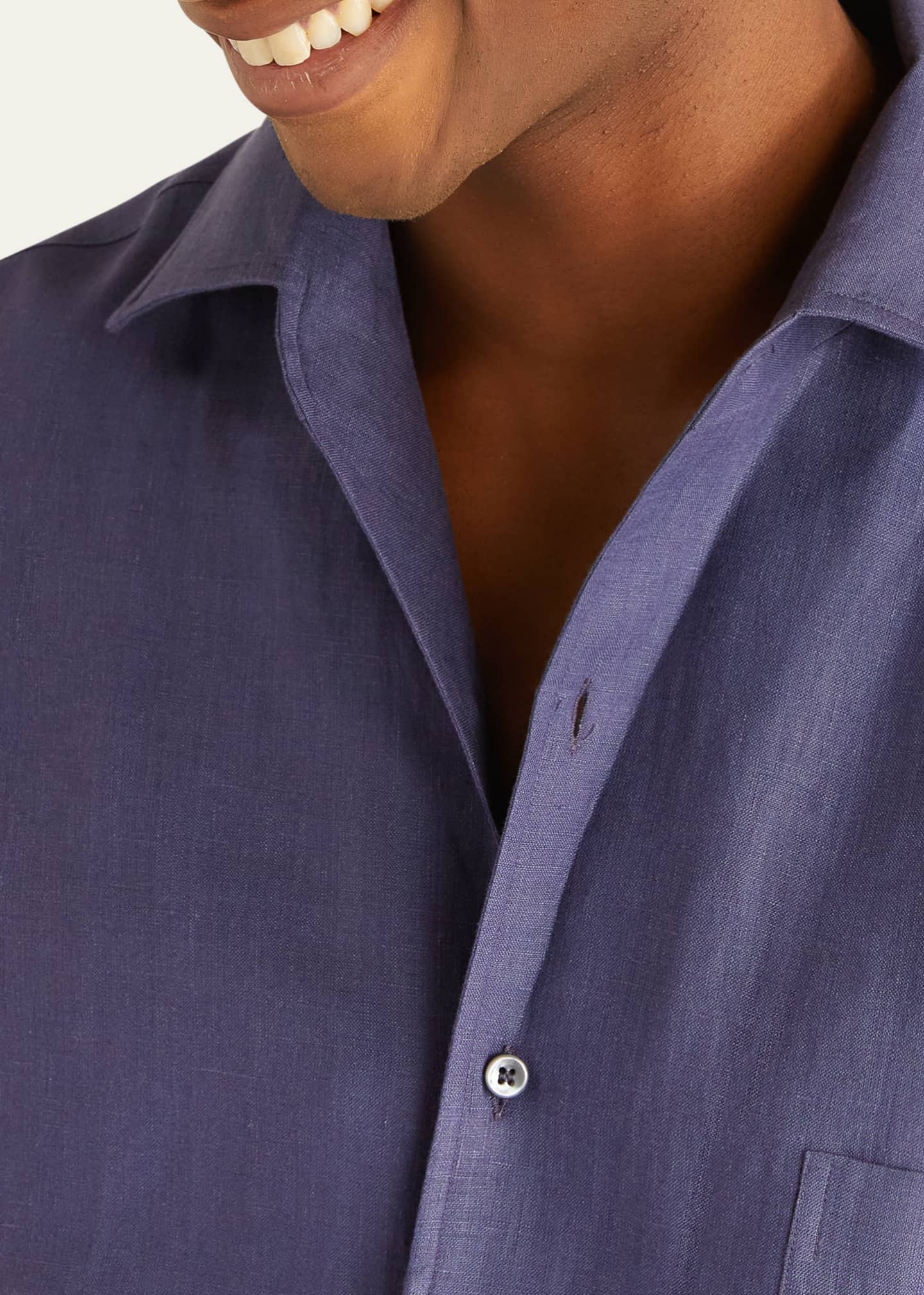 Loro Piana Men's Andre Long-Sleeve Linen Shirt - Bergdorf Goodman