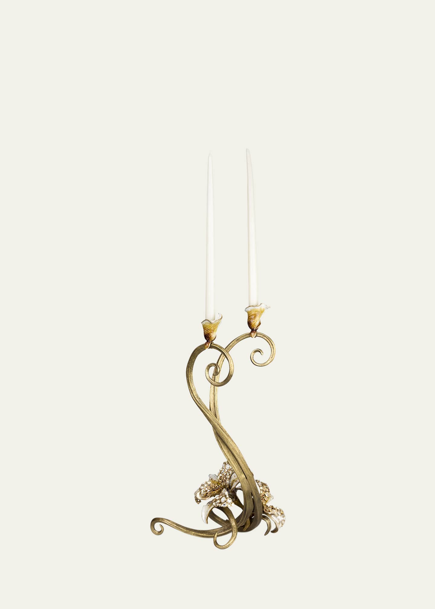 Jay Strongwater Orchid Double Candlestick Image 1 of 2