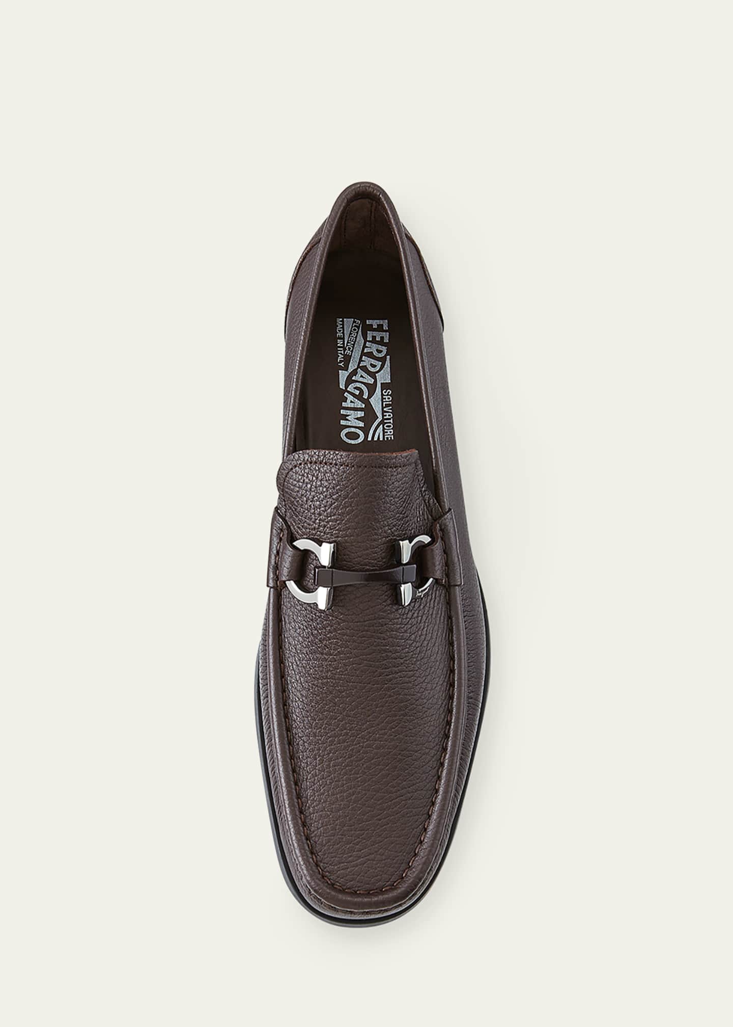 Ferragamo Men's Grandioso Grained Calfskin Gancini Loafer Image 2 of 5