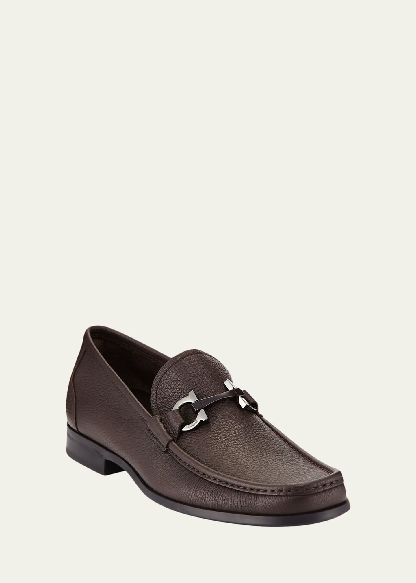 Ferragamo Men's Grandioso Grained Calfskin Gancini Loafer Image 3 of 5