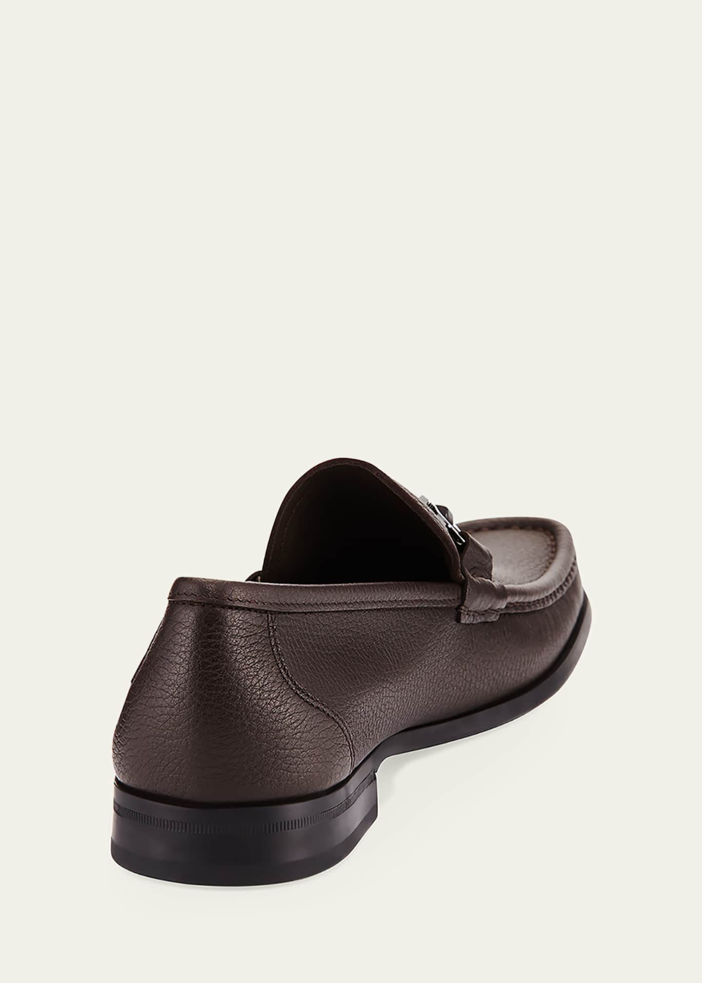 Ferragamo Men's Grandioso Grained Calfskin Gancini Loafer Image 4 of 5